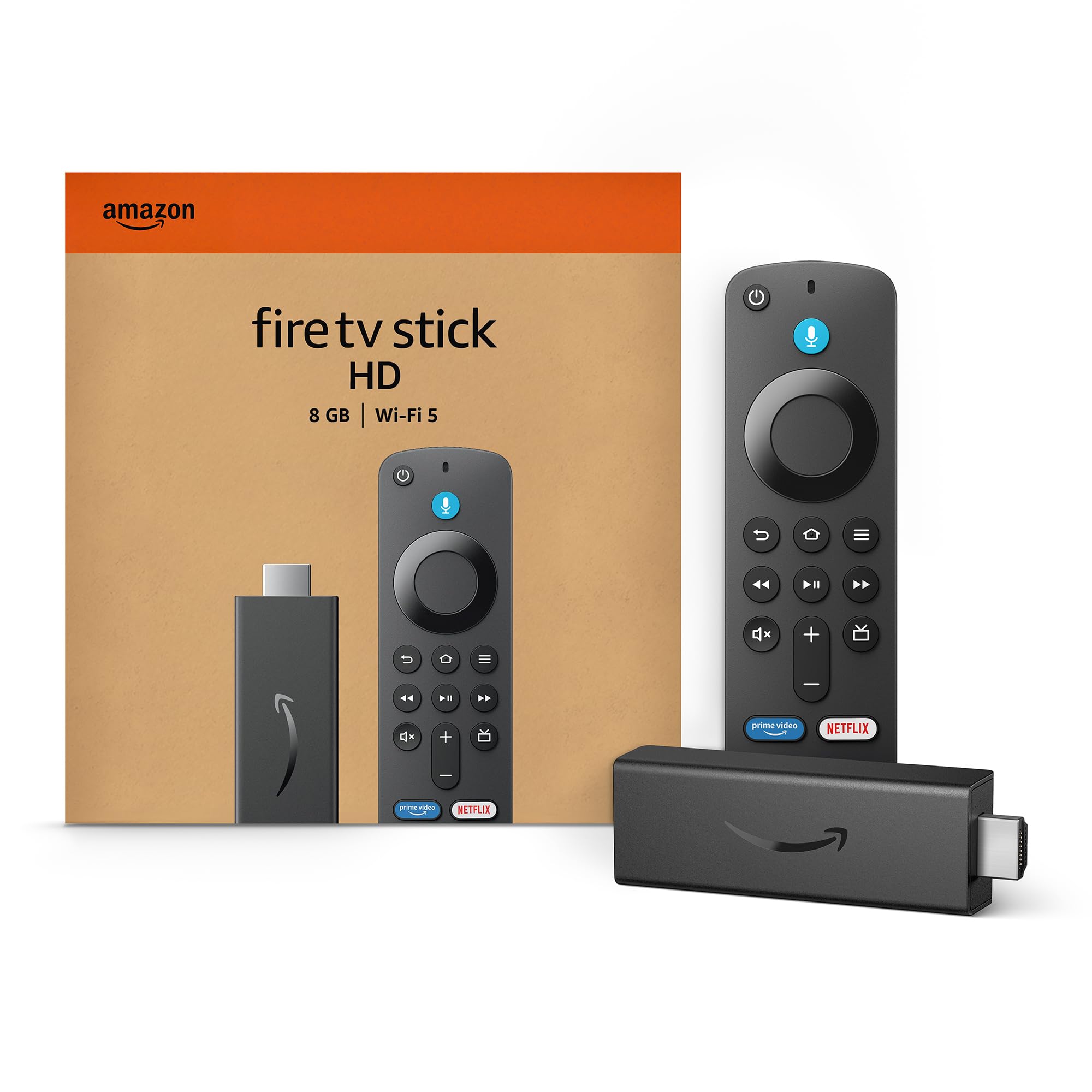 Amazon Fire TV Stick HD (neuestes Modell), kostenloses und Live-Fernsehen, Alexa-Sprachfernbedienung, Smart Home-Steuerung, HD-Streaming