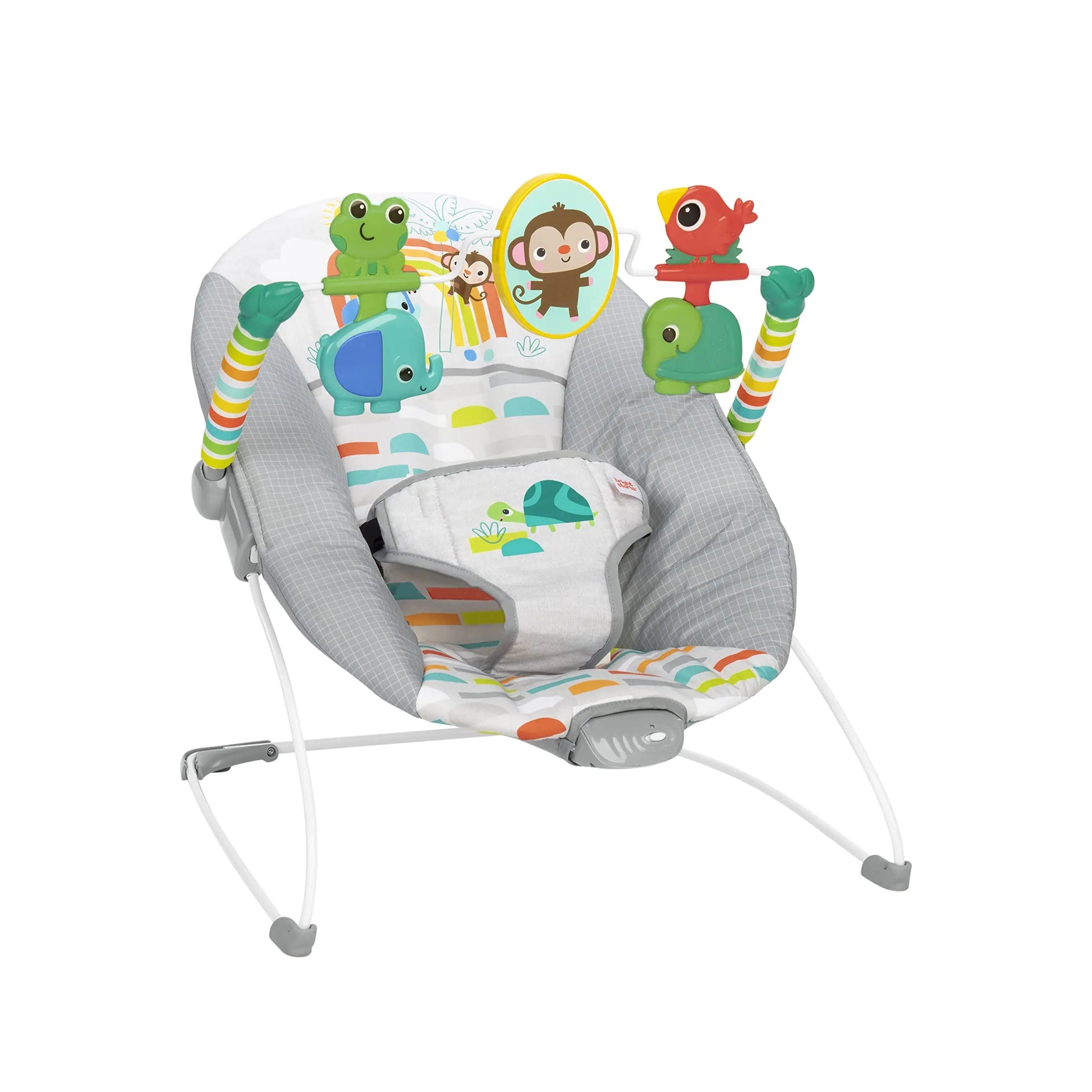 Bright Starts Playful Paradise Comfy Baby Bouncer Seat with Soothing Vibration and Toys, Unisex, 0-6 Months