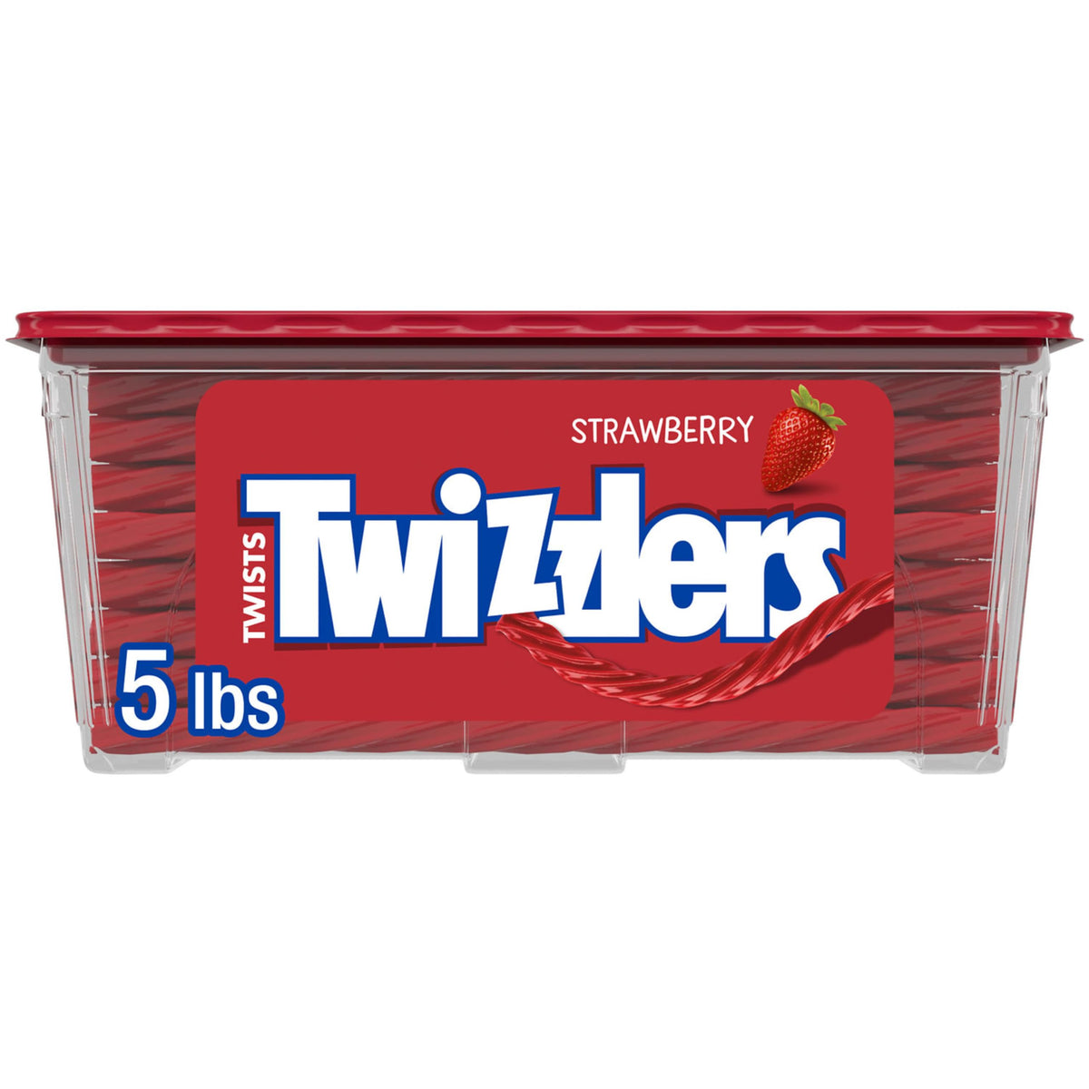 TWIZZLERS Twists Erdbeergeschmack, Lakritz-Art, zähe Süßigkeiten, 2,27 kg Eimer