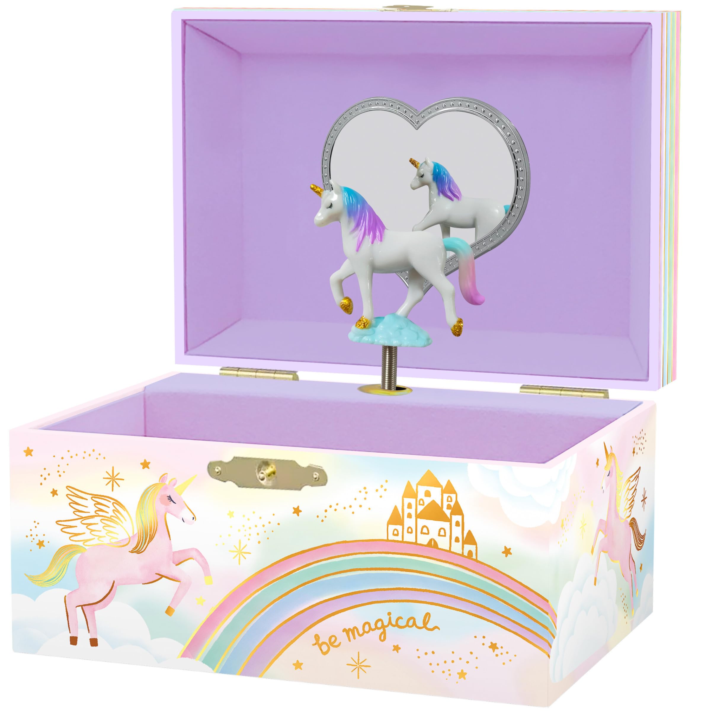 Giggle & Honey Musikalische Schmuckschatulle für Mädchen – Kinderschmuckkästchen, Einhorn-Spielzeug für Mädchen von 4–6 Jahren, Einhorn-Geschenke, 15,2 x 11,9 x 8,9 cm