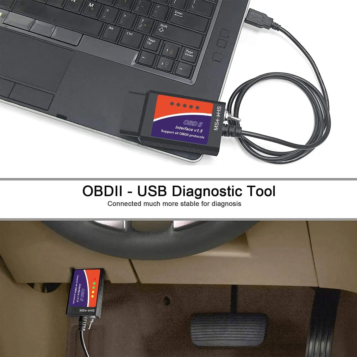 ELM327 USB Adapter OBD2 Scanner for Windows, ELMconfig FoCCCus Diagnostic Scan Tool with MS-Can/HS-Can Switch for Ford Lincoln Mazda Mercury Series Vehicles