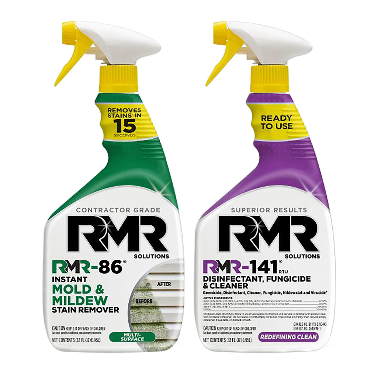 مجموعة مزيل العفن بنفسك من RMR Brands - مجموعة كاملة لقتل العفن ومزيل البقع - مجموعة الوقاية من العفن والعفن الفطري، بخاخ مطهر، تتضمن زجاجتين سعة 32 أونصة
