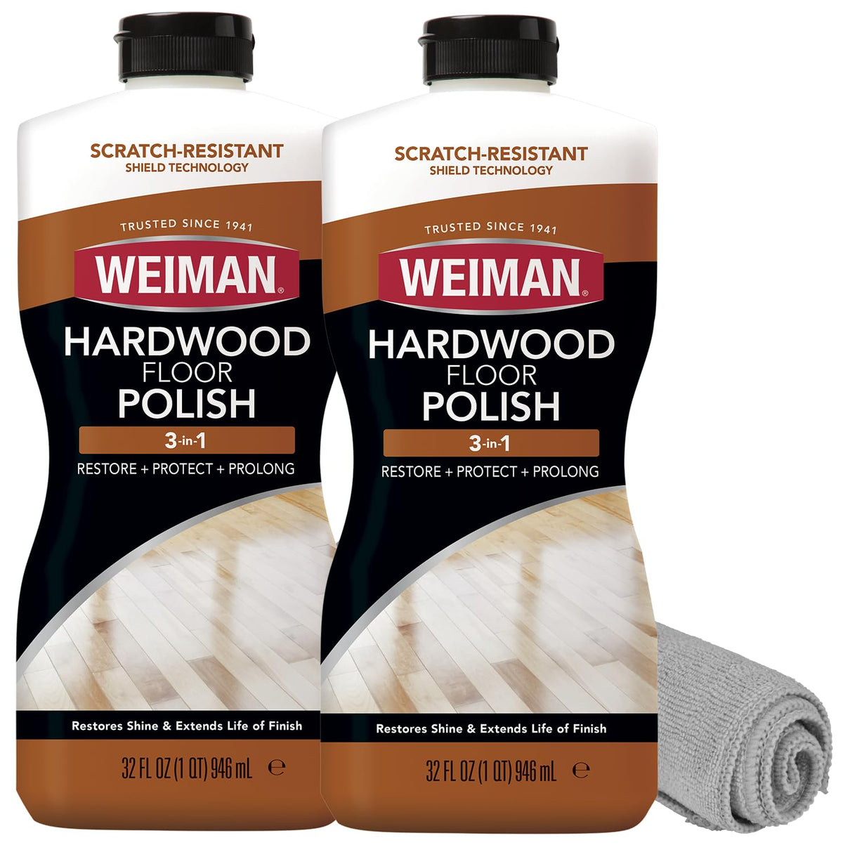 Weiman Holzbodenpolitur und Restaurator 946 ml 3er-Pack – Stark frequentierte Holzböden, natürlicher Glanz, entfernt Kratzer, hinterlässt eine Schutzschicht