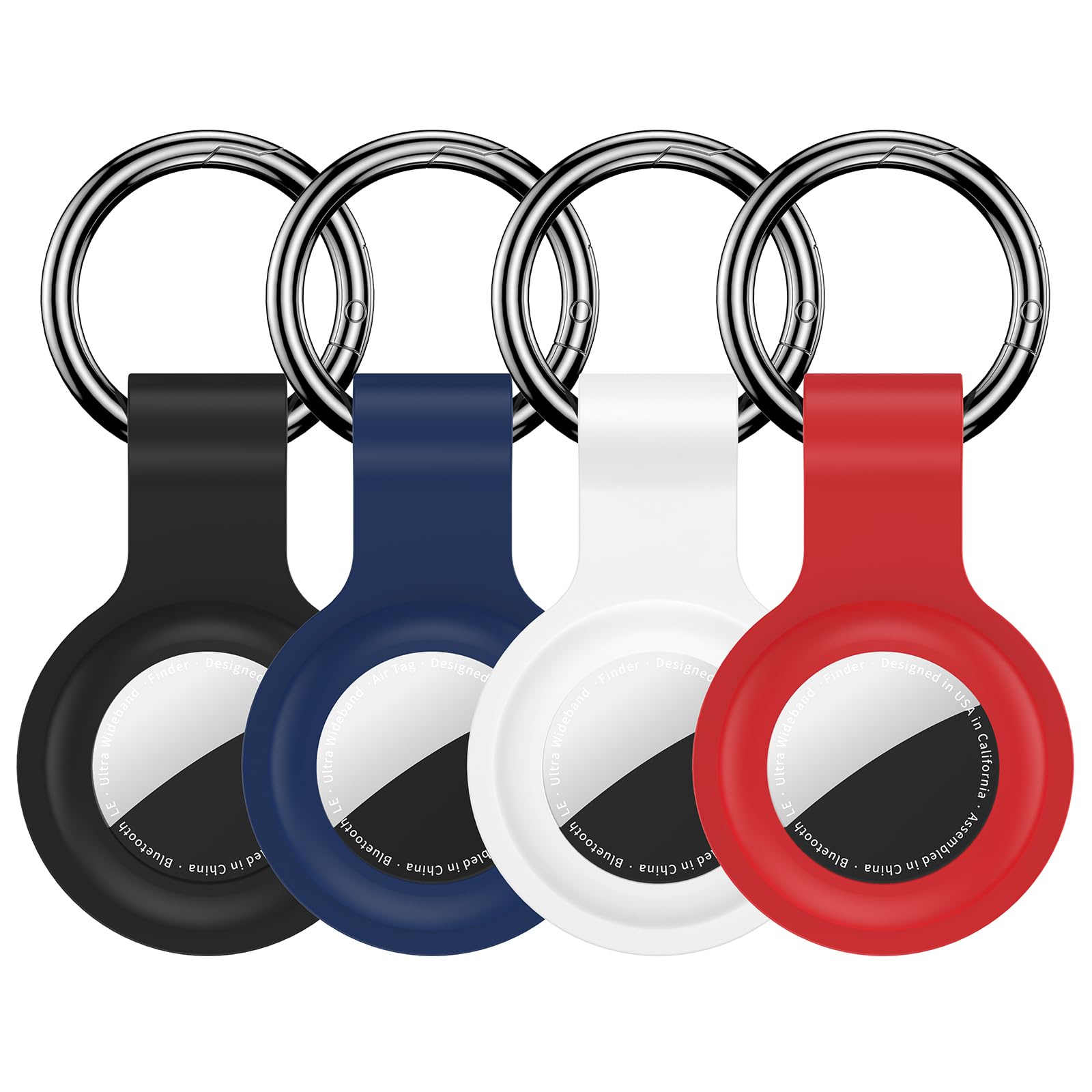 Compatible with AirTag Holder Case Keychain 4 Pack,Silicone Key Chain Ring Cases Cover Tags GPS Tracker Item Tag Finders Accessories for Kids,Bags,Luggages
