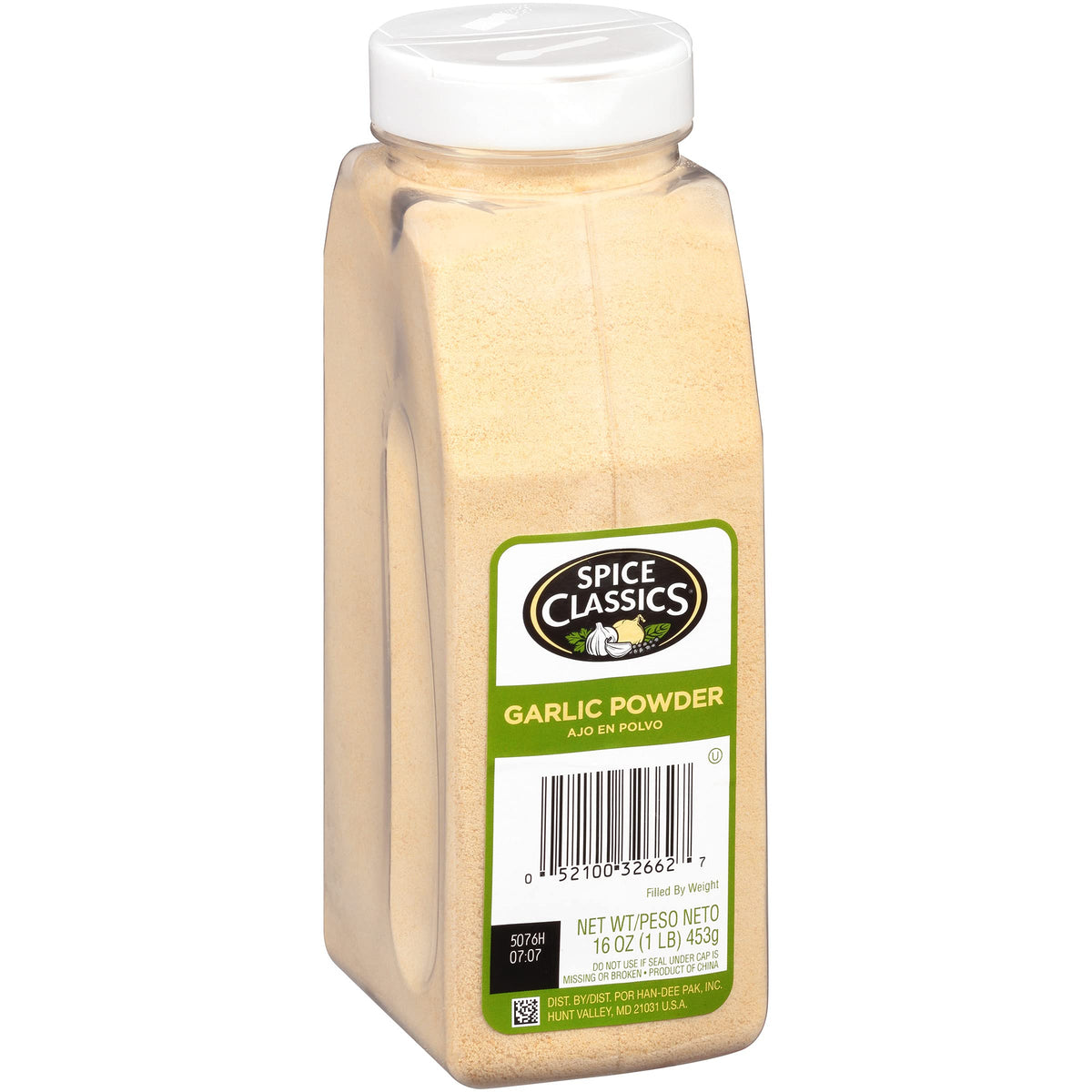 Spice Classics Knoblauchpulver, 453 g – Eine 453-Gramm-Packung Knoblauchpulver, ideal zum Würzen von Gemüse, gegrilltem Fleisch, Salaten, Dressings und vielem mehr