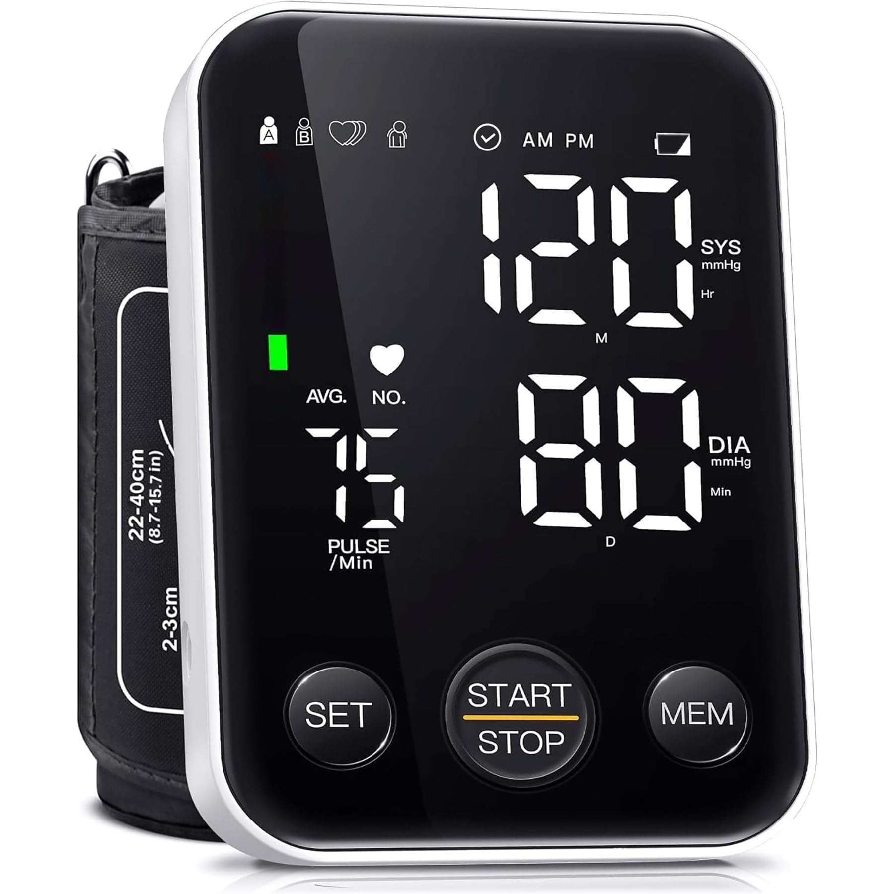 Oklar Blood Pressure Monitor Upper Arm Monitors for Home Use BP Machine Sphygmomanometer with 2x120 Reading Memory Adjustable Arm Cuff 8.7"-15.7" Large Display with LED Background Light Storage Bag