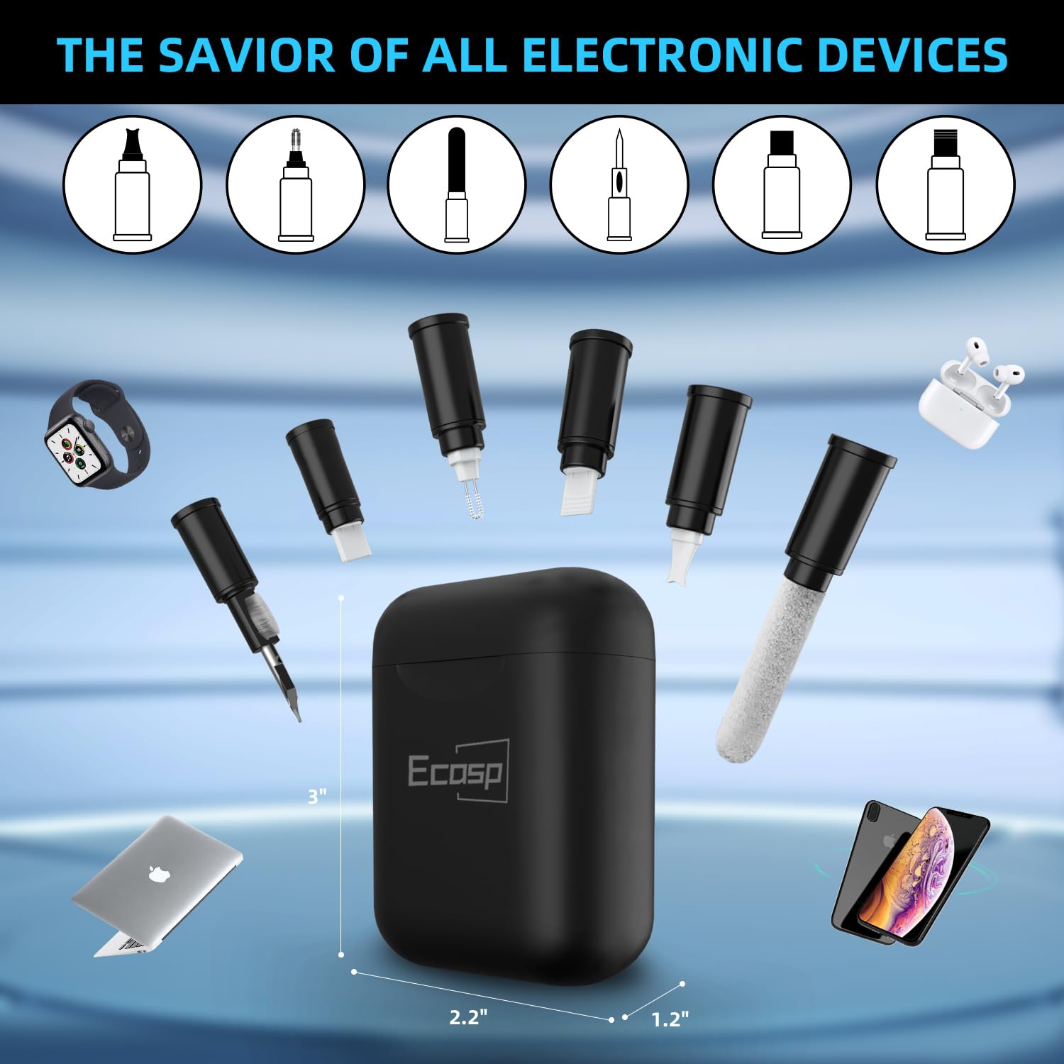 Cleaner Kit for AirPod, Multi-Tool iPhone Cleaning Kit, Cell Phone Cleaning Repair & Recovery iPhone and iPad (Type C) Charging Port, Lightning Cables, and Connectors, Easy to Store and Carry Design