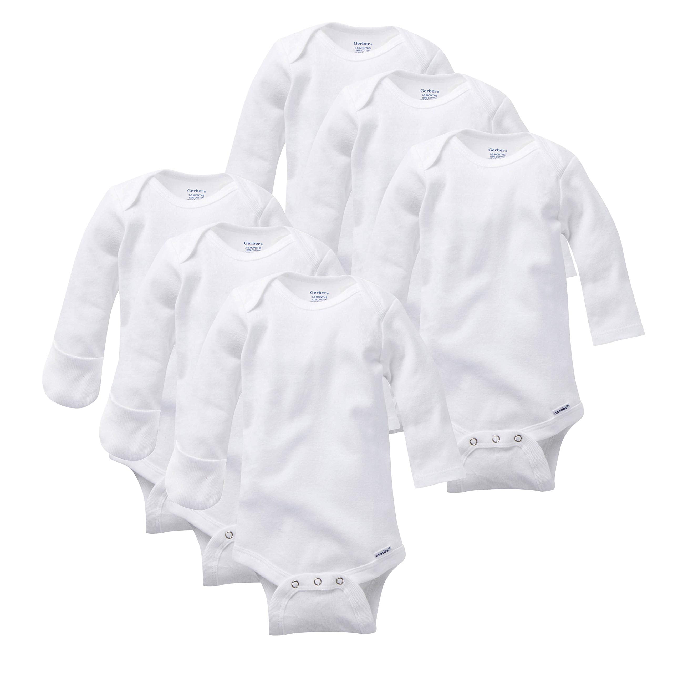 Gerber Unisex Baby Mehrfachpack Langarm-Bodysuits mit Fäustlingen 6er-Pack 0-3 Monate