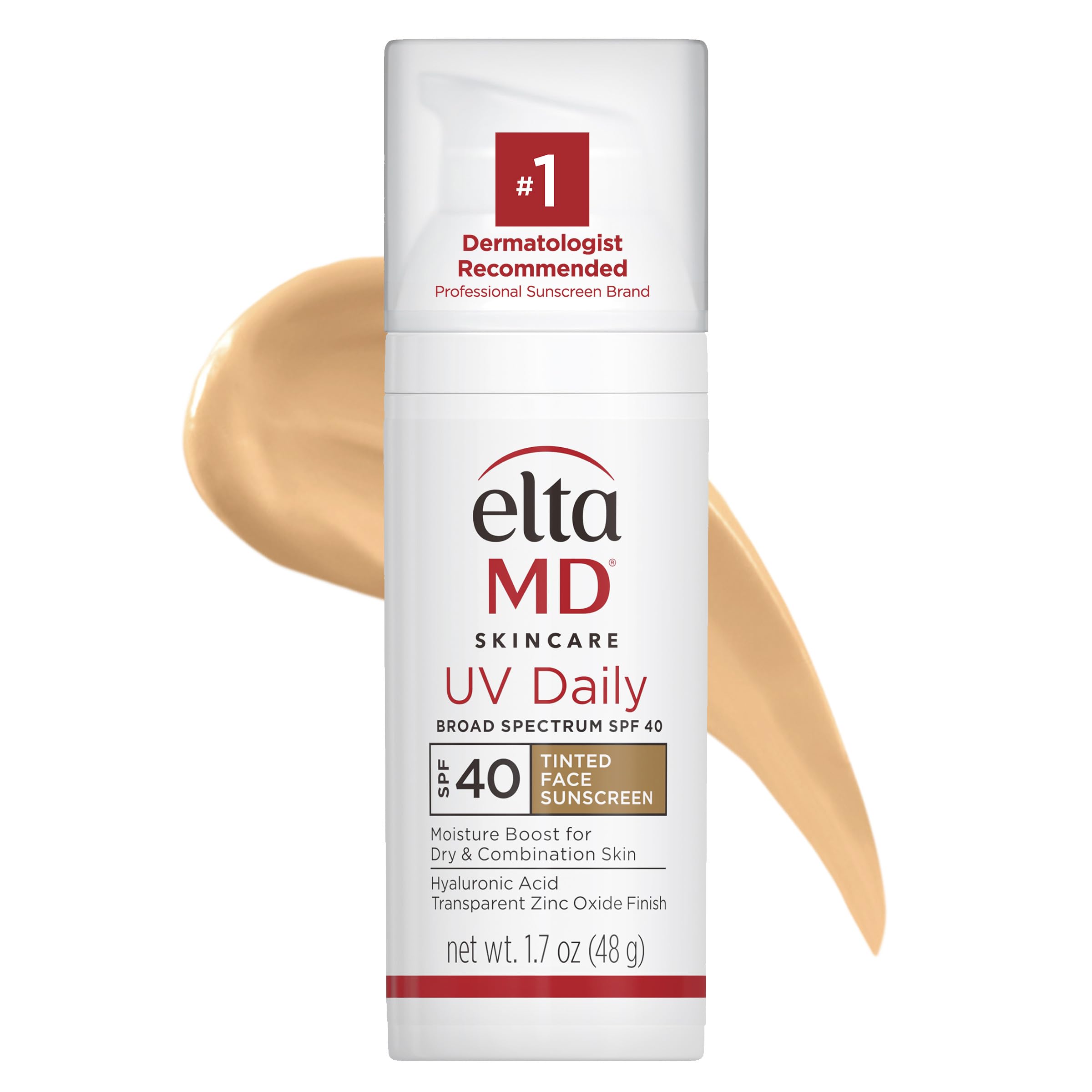 EltaMD UV Daily Getönte Gesichts-Sonnencreme LSF 40 mit Zinkoxid, Getönte Tägliche Gesichtsfeuchtigkeitscreme mit LSF, Sonnencreme für trockene Haut, 50ml Pumpflasche