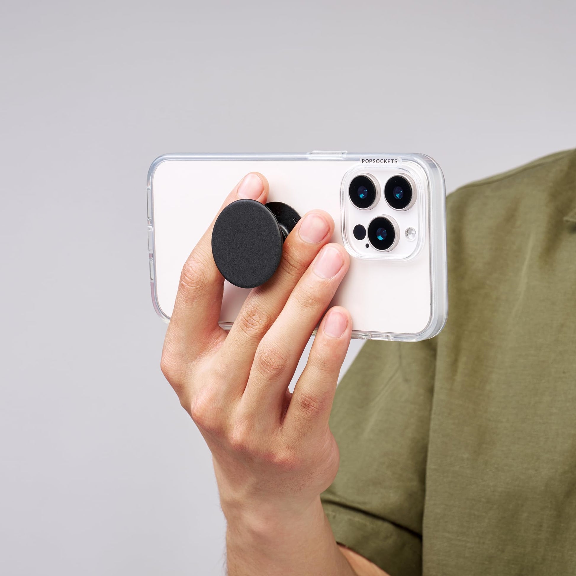 ​​​​PopSockets Phone Grip with Expanding Kickstand, Adhesive Grip - Black