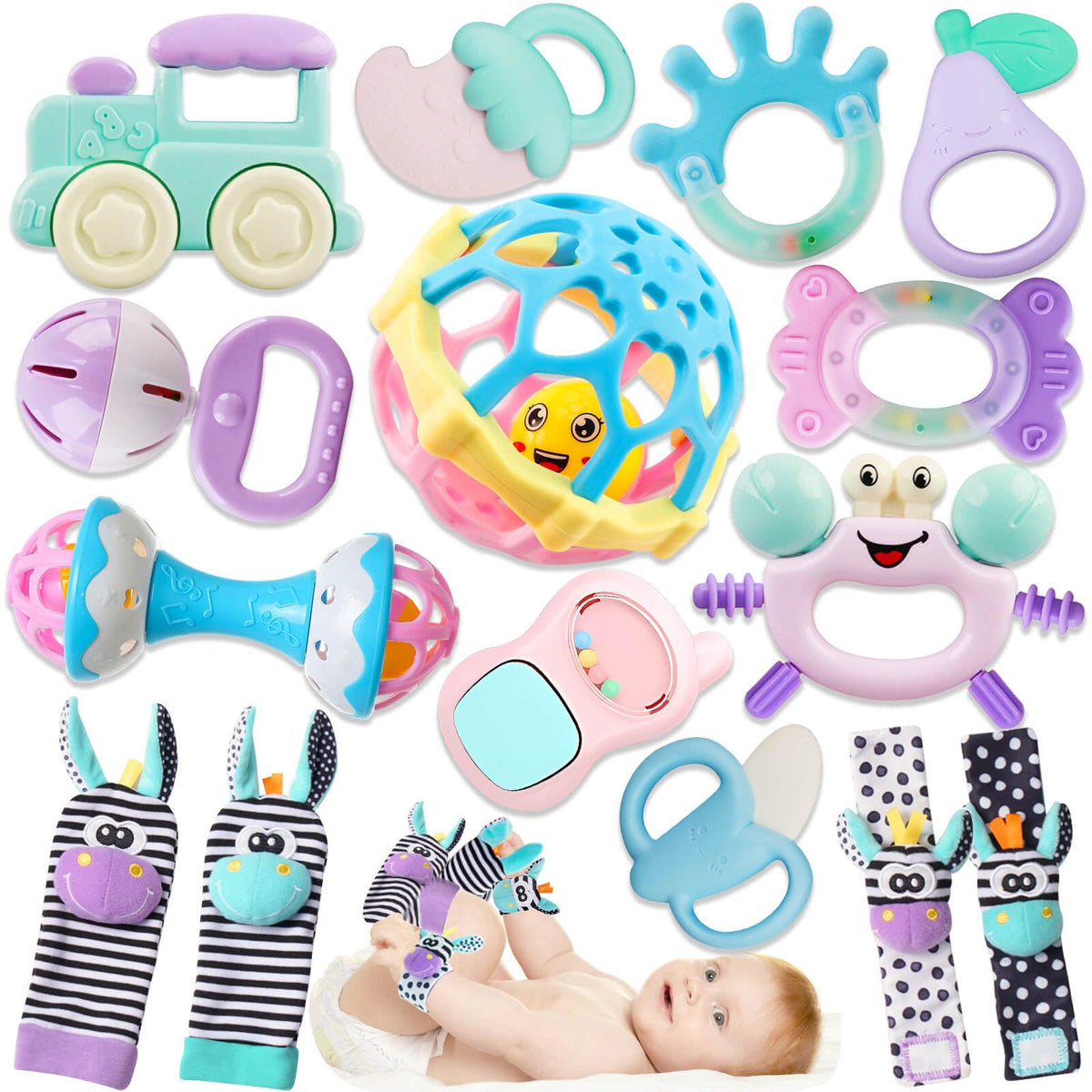 Baby Rasseln 0-6 Monate: Baby Spielzeug Rasseln für Babys 6-12 Monate Babyspielzeug 0-3 Monate Neugeborenen-Spielzeug Beißspielzeug 3-6 Monate - Baby Rassel Socken Babygeschenke für Jungen Mädchen