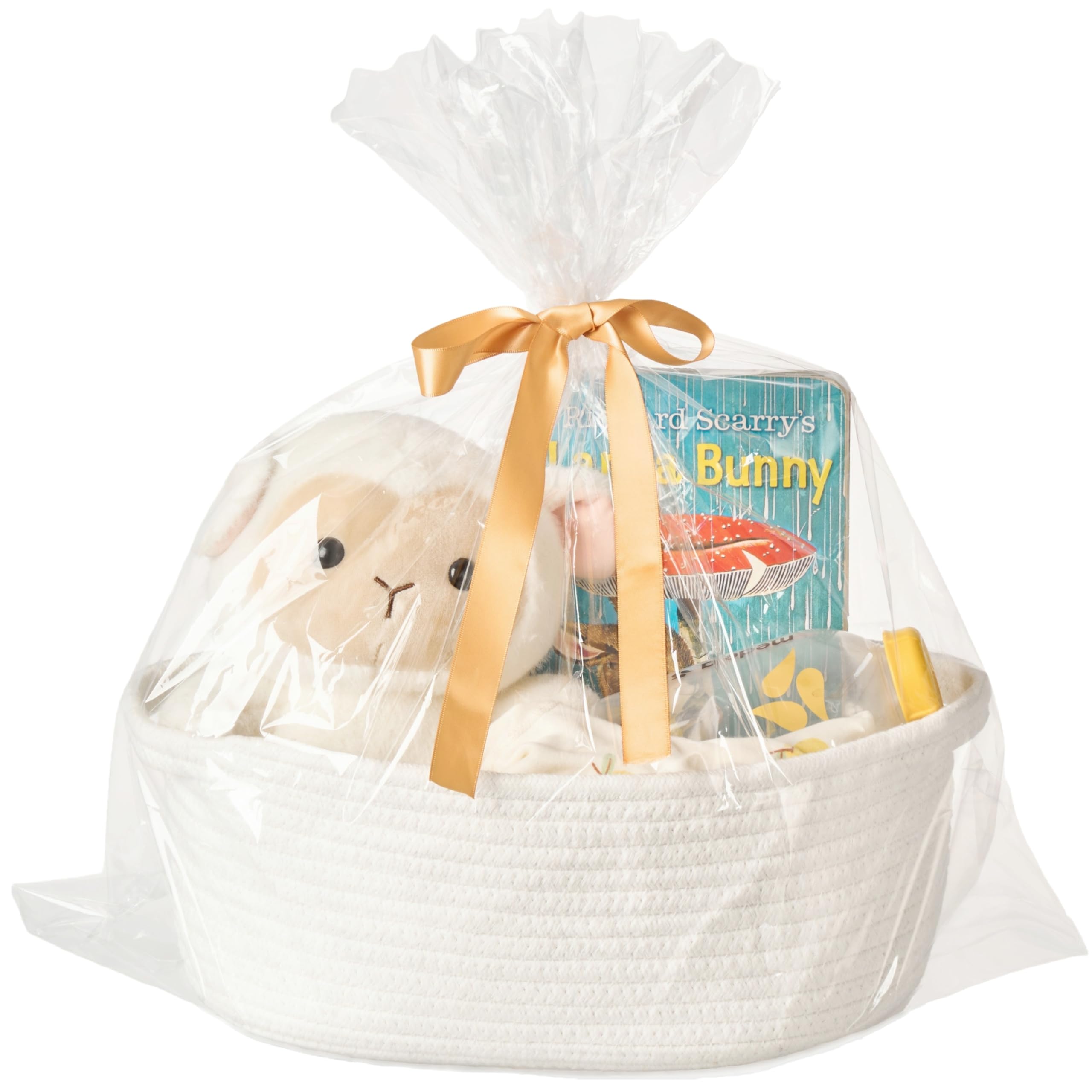 Geschenkkorb mit Wickeltasche & Band – Leerer kleiner Weidenkorb (30x20x13 cm), niedlicher dekorativer Aufbewahrungsorganizer für Babypartys, Haustiere, Spielzeug, Regale und mehr – Weiß