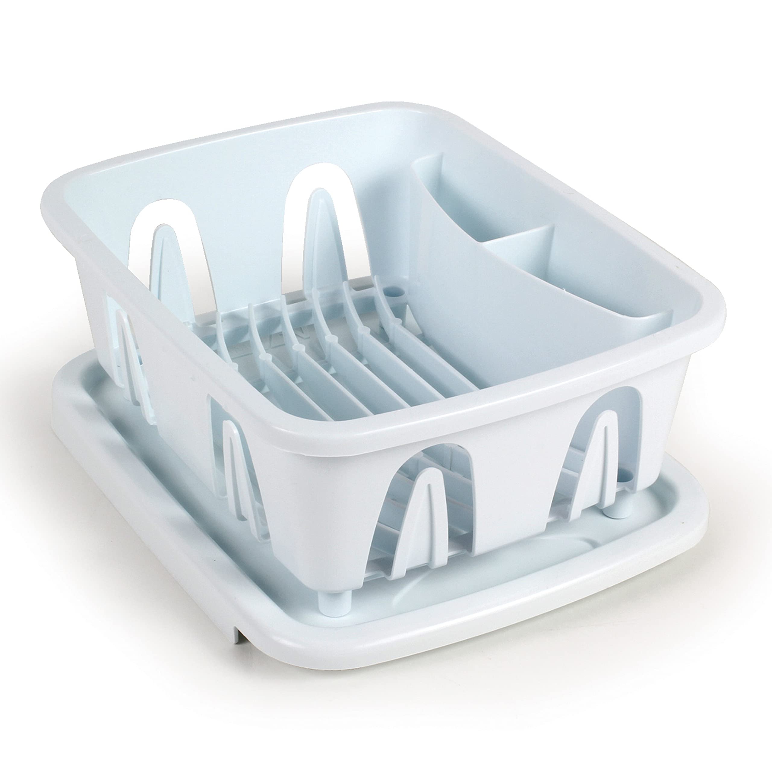Camco RV Mini Dish Drainer & Tray - Features a Sloped Drain Tray Design, Heavy-Duty Construction, and is Ideal for Small Spaces, Apartments, Boats, and More - White (43511)