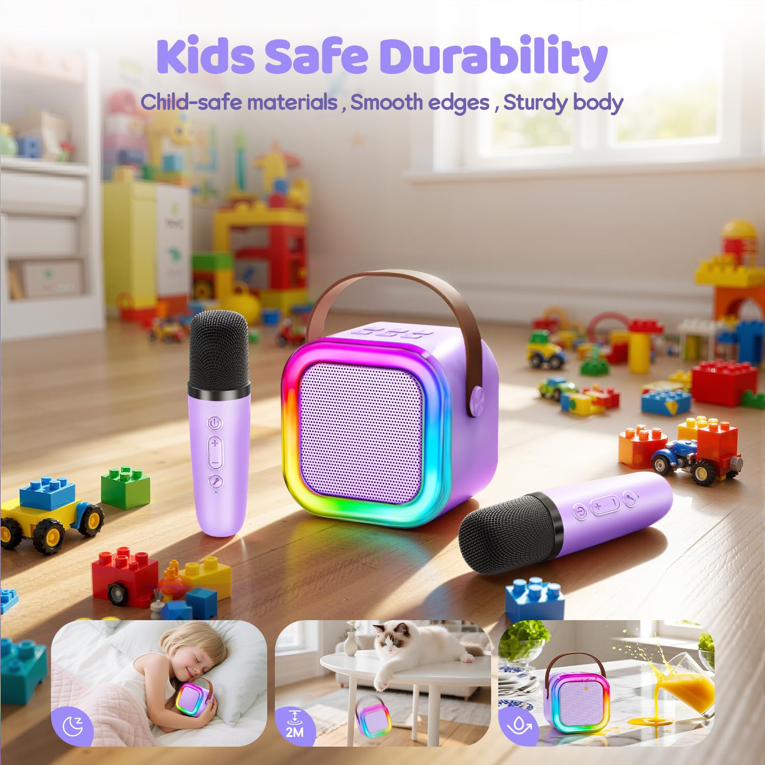 IROO Mini Karaoke Machine for Kids, 2025 TOP Toys Birthday Gifts Ideas for Girls Ages 4, 5, 6, 7, 8, 9, 10, 12+ Years Old, Portable MP3 Player with 2 Wireless Mics for Party