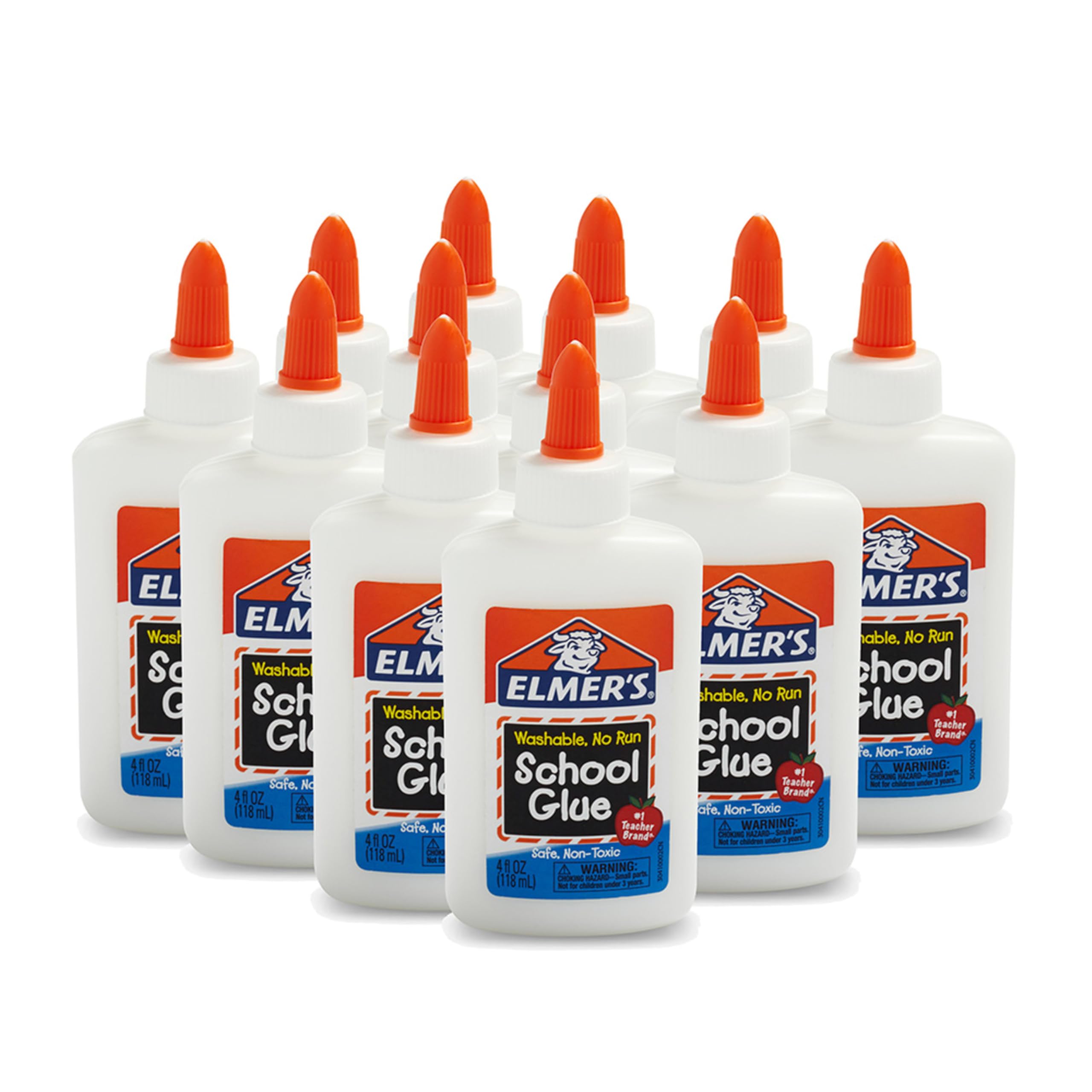 Elmer's Flüssiger Schulkleber, Slime & Basteln, sicher und ungiftig, abwaschbar, weiß, je 118 ml, ideal zum Herstellen von Slime, 12 Stück – Ideal für Klassenzimmer, Zuhause, Büro, Lehrerbedarf