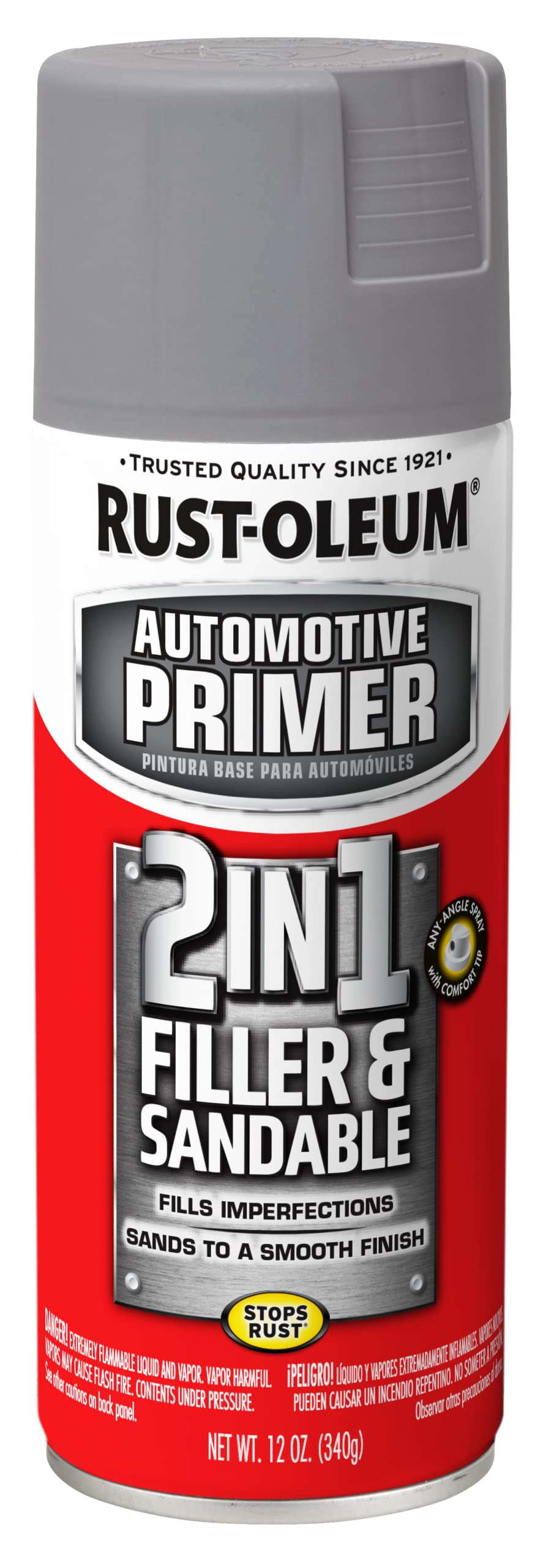 Rust-Oleum 260510 Stops Rust Automotive 2-in-1 Spachtel- und schleifbare Grundierungsspray, 340 g, Grau