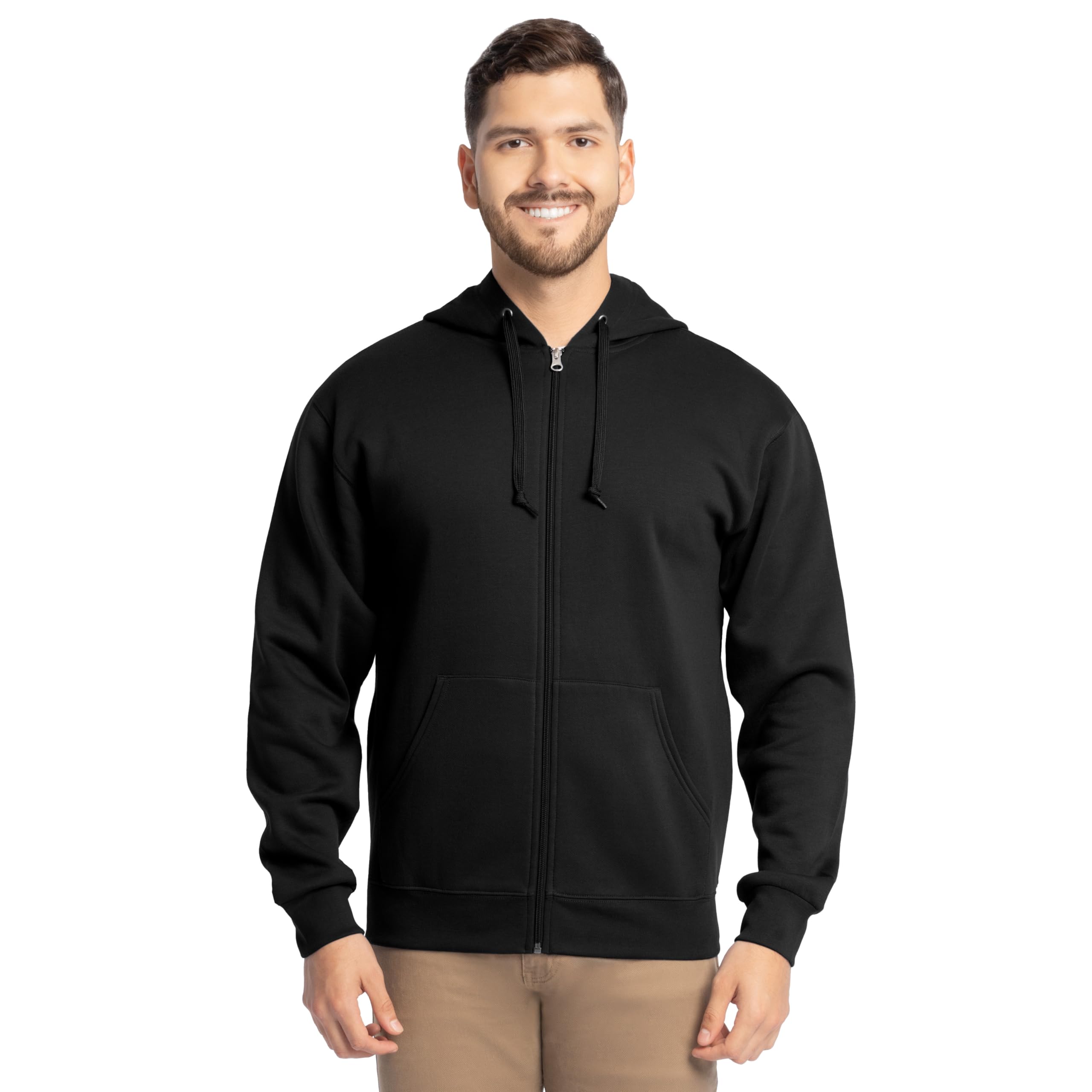 Fruit of the Loom Eversoft Fleece Hoodies, Pullover, Feuchtigkeitsableitend & Atmungsaktiv, Größen S-4x, Schwarz Full Zip, Medium