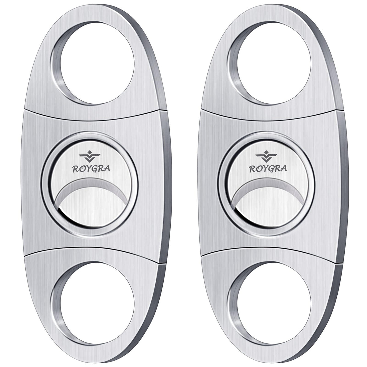 roygra Zigarrenschneider-Set (2er-Pack), Guillotine Doppelklinge, Zigarrenzubehör für Herren, Edelstahl Raucherzubehör-Werkzeug, Tragbarer scharfer sauberer Schnitt - Silber