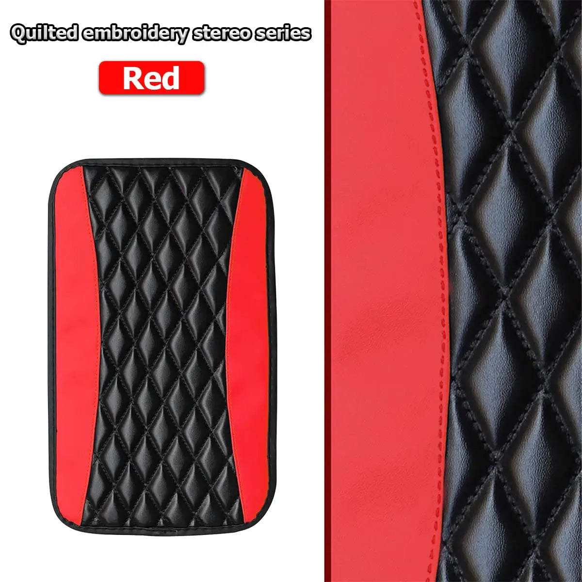 Car Center Console Cushion Pad, Universal Leather Waterproof Armrest Seat Box Cover Protector,Comfortable Car Decor Accessories Fit for Most Cars, Vehicles, SUVs (Red)