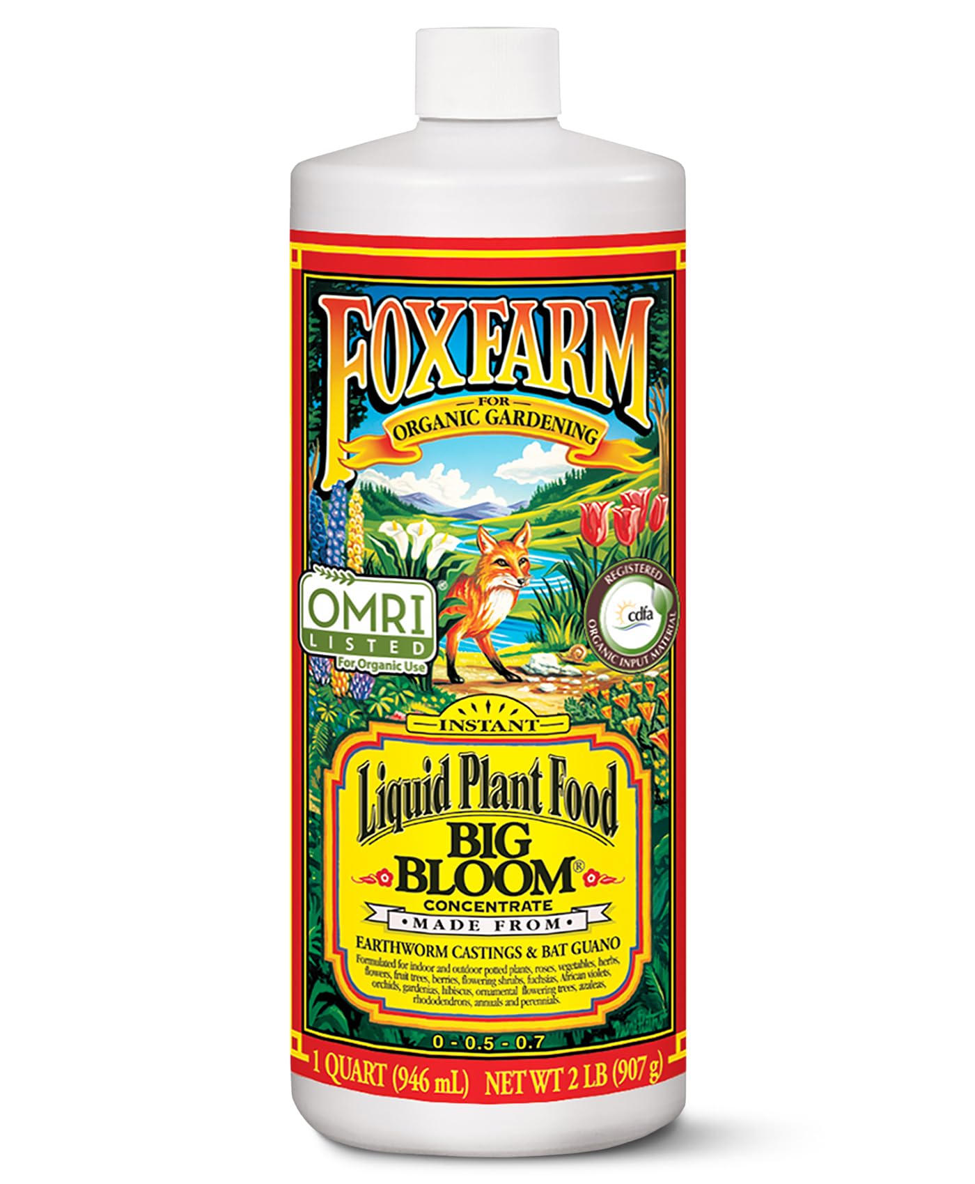 FoxFarm - Big Bloom Pflanzennahrung, Flüssigdünger-Konzentrat für Blumen, Obst und Gemüse, Universaldünger für Zimmer- und Topfpflanzen im Freien, NPK 0-0.5-0.7 (Liter)