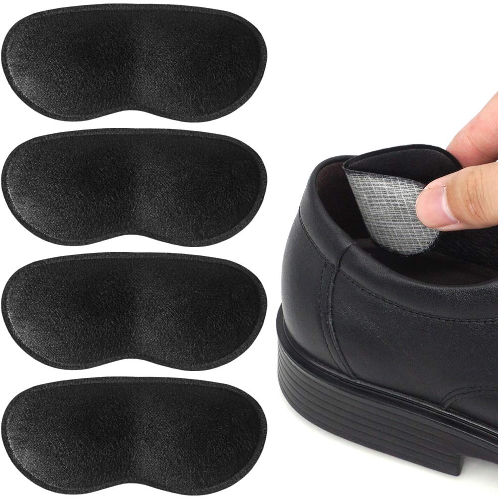 Dr.Foot Fersenpolster für Damen und Herren, selbstklebende Fersenkissen zur Vorbeugung von Rutschen, Reibung, Blasenbildung, Fußschmerzen und zur Verbesserung der Schuhpassform – 2 Paar + 1 zusätzlicher Schuhlöffel (Schwarz)