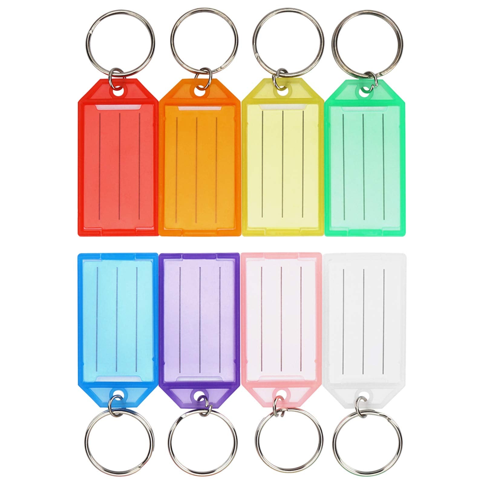 Cuttte 16 Pack Plastic Key Tags, Key Labels with Ring and Label Window, 8 Colors