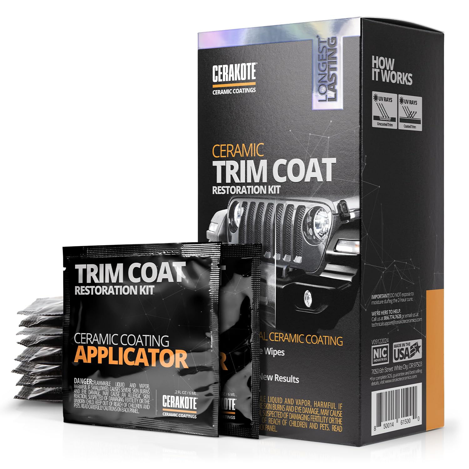 CERAKOTE Ceramic Trim Coat Kit - Quick Plastic Trim Restorer - Ceramic Coating Guaranteed Restoration to Last Over 200 Washes - A Ceramic Coating, Not a Dressing