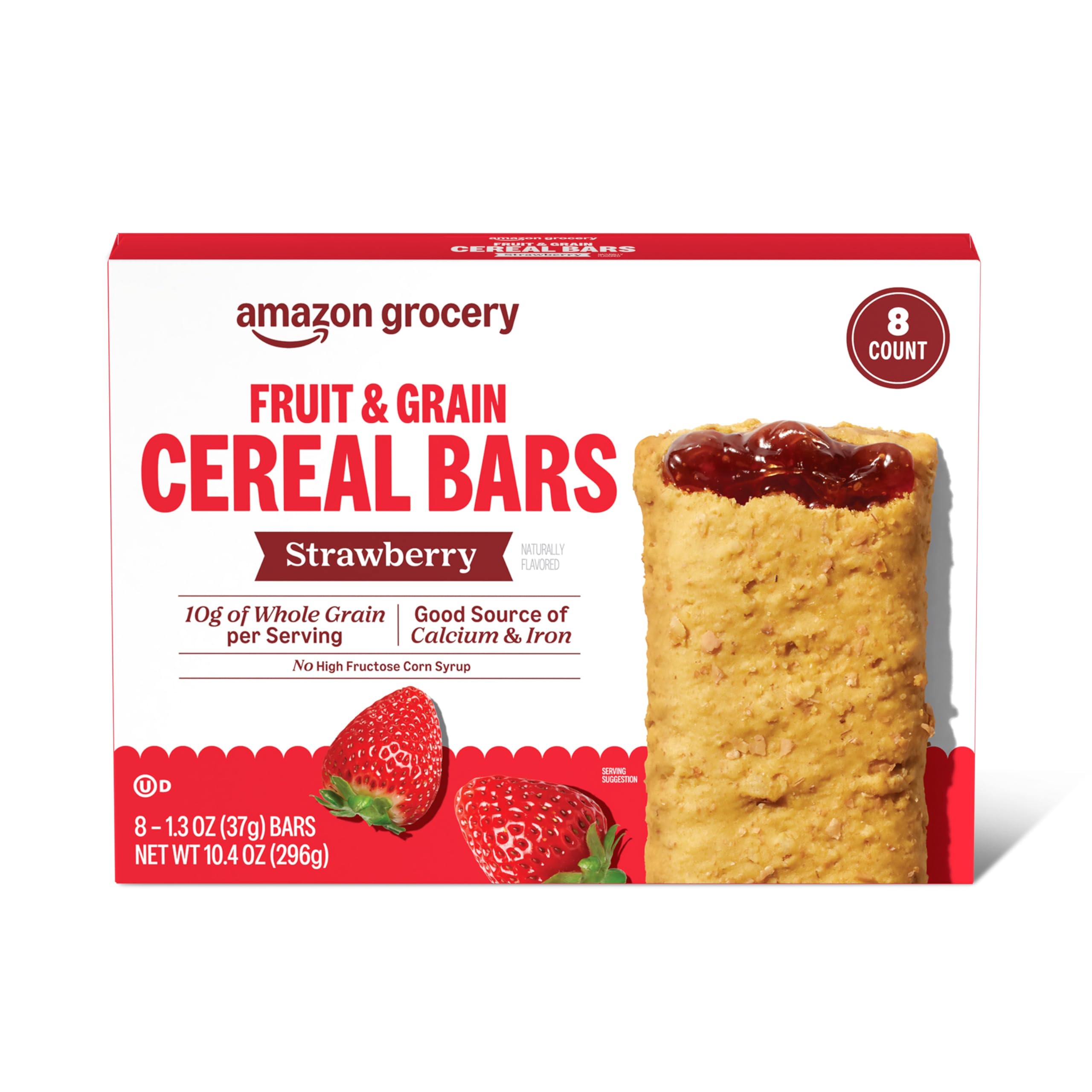 Amazon Lebensmittel, Frucht- & Getreide-Riegel, Erdbeere, 295 g, 8 Stück (zuvor Happy Belly, Verpackung kann abweichen)