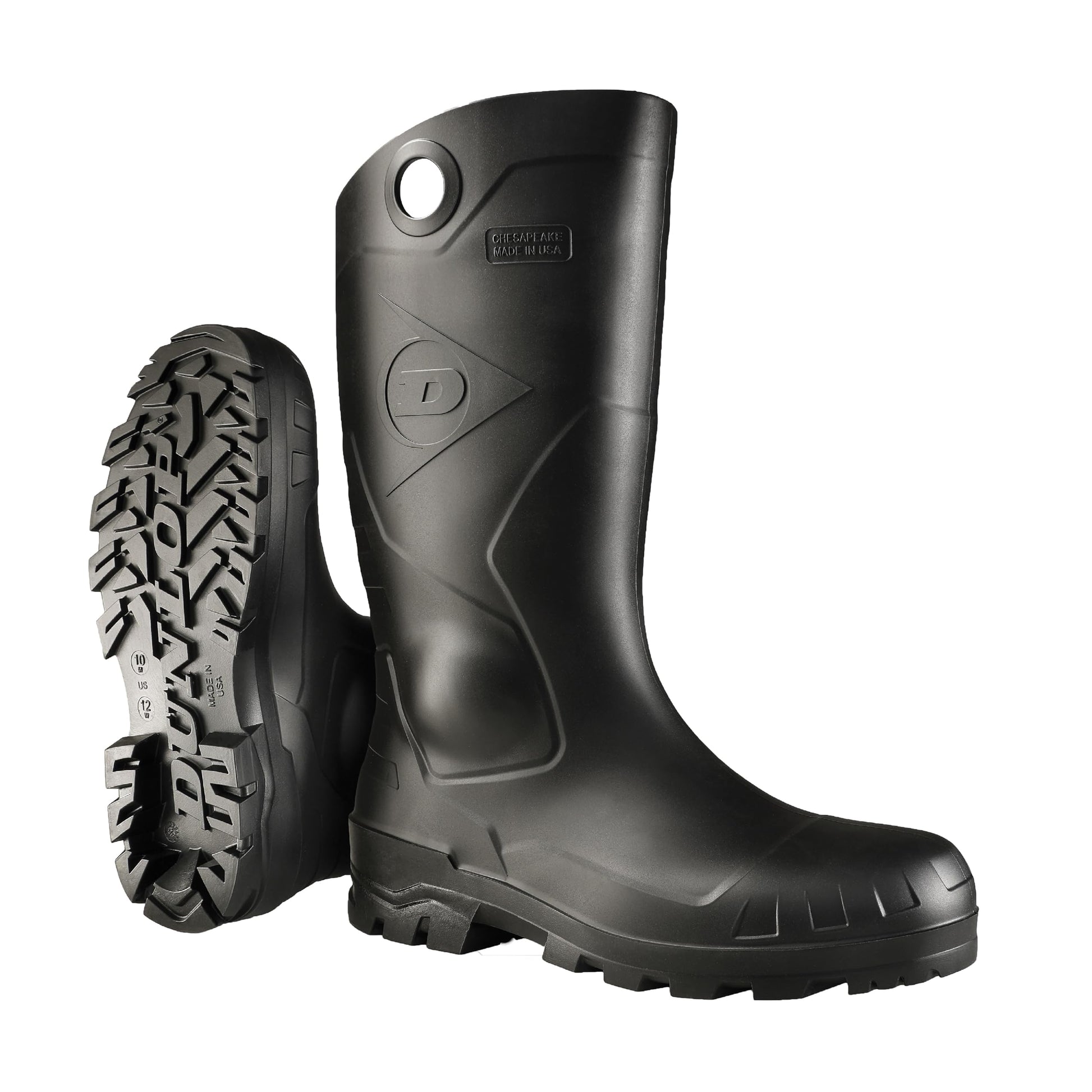 DUNLOP Protective Footwear, Chesapeake plain toe Black Amazon, 100% Waterproof PVC, Lightweight and Durable, 8677577.11, Size 11 US
