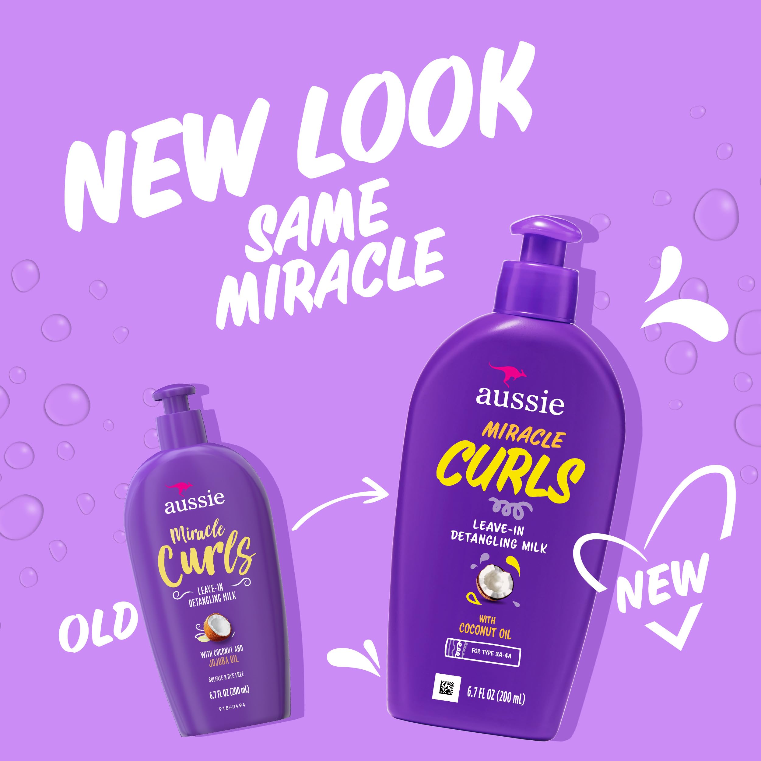 Aussie Miracle Curls with Coconut Oil, Paraben Free Detangling Milk Treatment, 6.7 fl oz