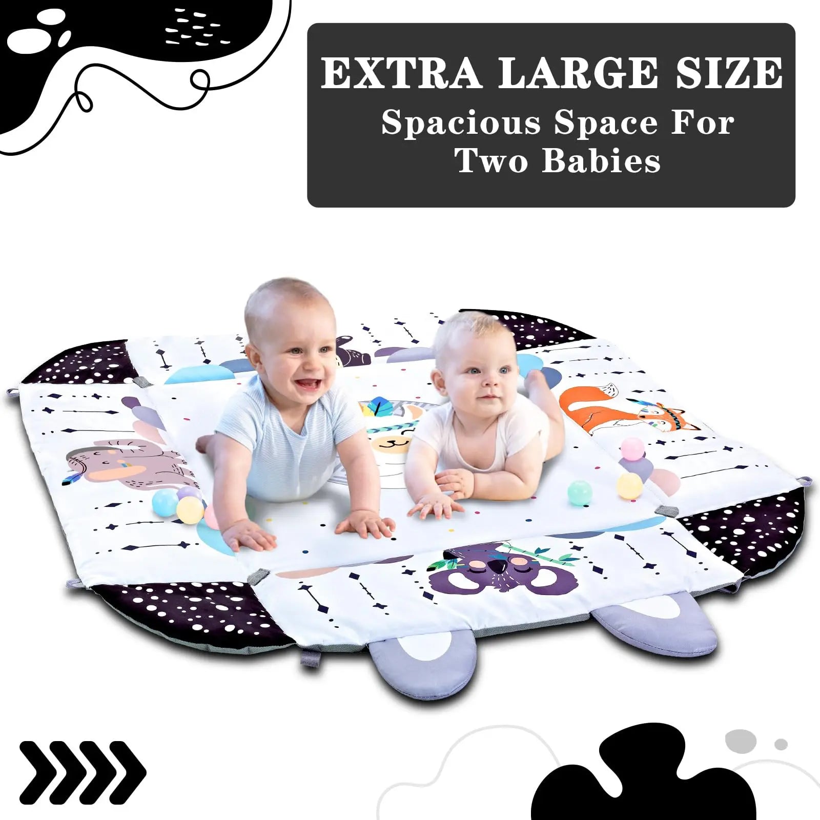 TFDER Baby Gym Play Mat, 8-in-1 Tummy Time Mat & Activity Gym, Washable Ball Pit, Infant Play Mat with Detachable Toys for Sensory Exploration and Motor Skill Development
