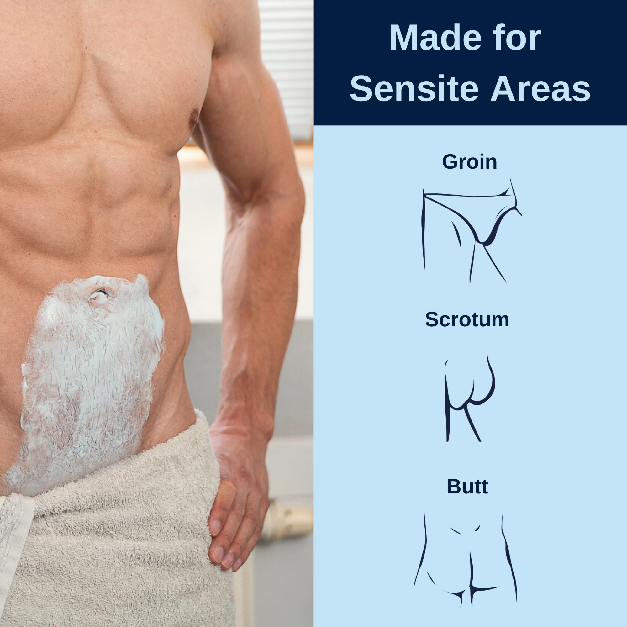 No Hair Crew Intimate/Private At Home Hair Removal Cream for Men - Painless, Flawless, Soothing Depilatory for Unwanted Coarse Male Body Hair, 100ml