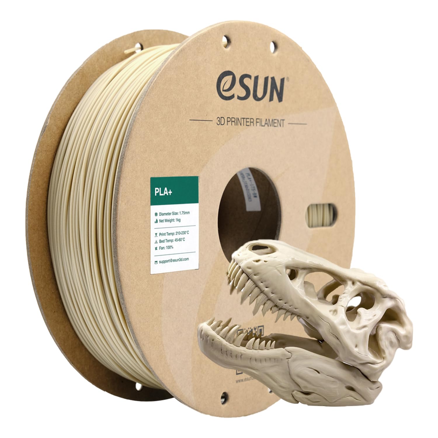 eSUN PLA+ Filament 1,75 mm, 3D-Drucker Filament PLA Plus, Maßgenauigkeit +/- 0,03 mm, 1 kg Spule (2,2 LBS) 3D-Drucker-Filament für 3D-Drucker, Knochenweiß