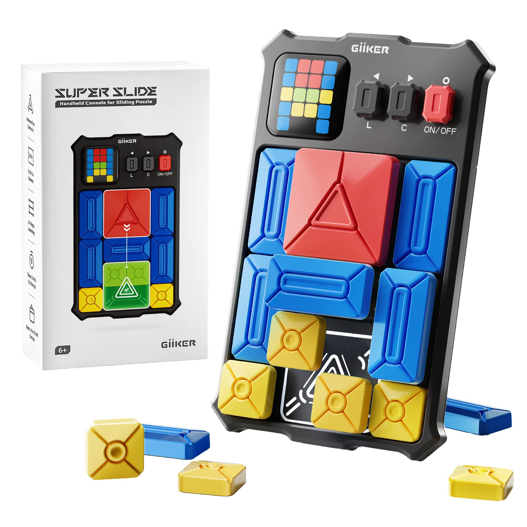 GiiKER Super Slide Puzzle Spiele, Original 500+ Herausforderungen Logikspiel, Spielzeug für Kinder und Jugendliche, Reisespiele Geburtstagsgeschenke Mitbringsel für Jungen Mädchen, Aktivitäten für Roadtrips