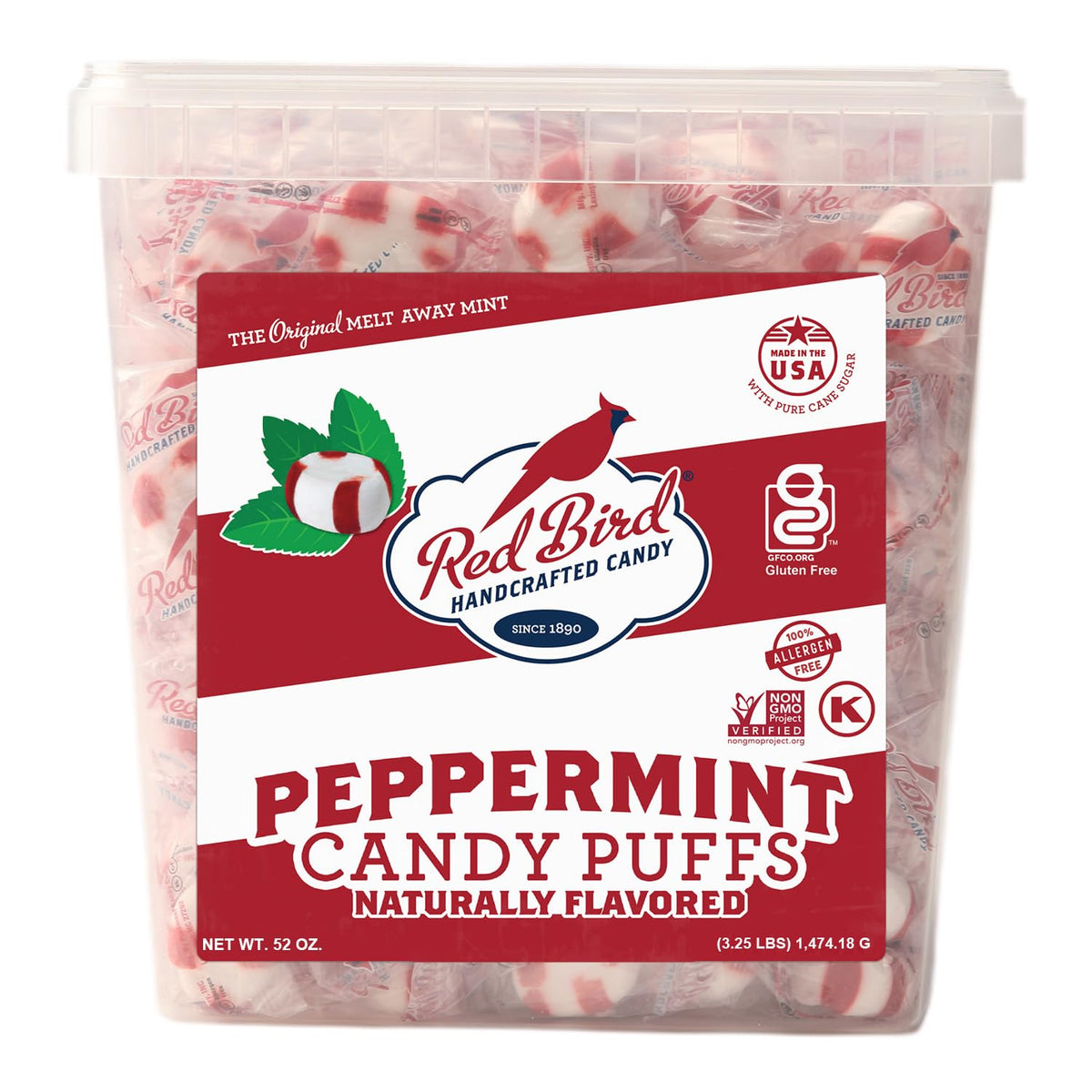 Red Bird Soft Pfefferminzbonbons, einzeln verpackt, glutenfreie Atemerfrischer, 52 oz Dose