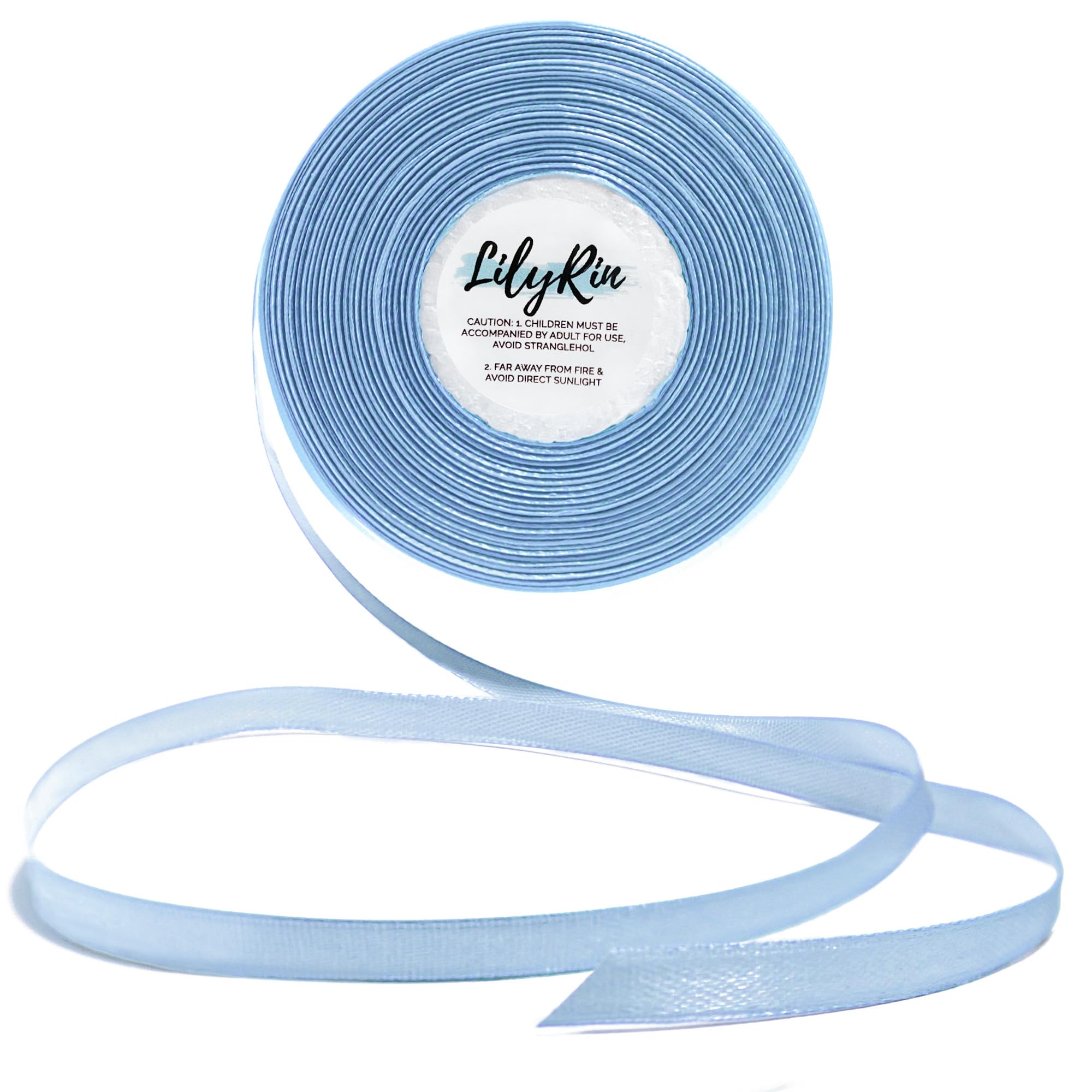 Hellblaues Band 1/4 Zoll 36 Yards Satinrolle Perfekt für Kunst, Hochzeit, Kranz, Babyparty, Verpackung, Geburtstag, DIY Haarschmuck, Scrapbooking, Geschenkverpackung, Weihnachten und andere Projekte, Himmelsfarbe