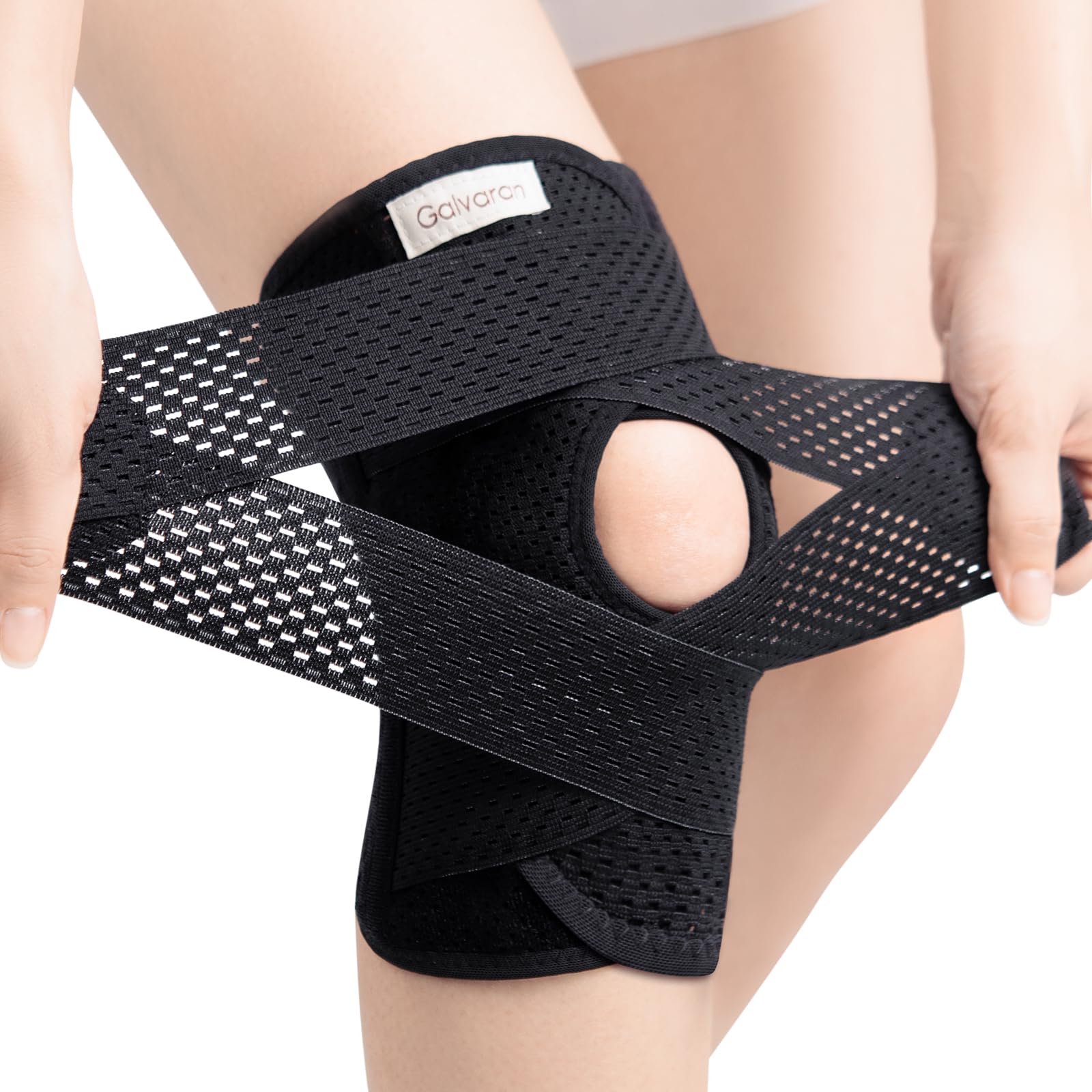 Galvaran Knieorthese mit Seitenstabilisatoren für Meniskusriss Knieschmerzen ACL MCL Arthritis Verletzungen Erholung, Atmungsaktive Verstellbare Kniebandage für Männer und Frauen