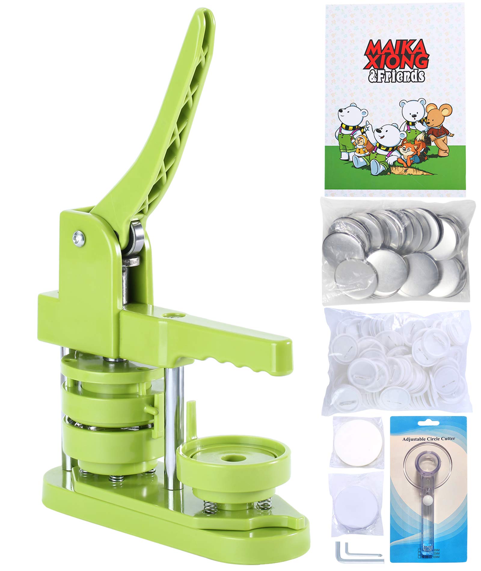 Happizza Button Maker Machine 58mm - (3rd Gen) Installation-Free 58mm(2.25in) DIY Pin Badge Button Maker Press Machine Badge Punch Press with Free 100pcs Button Parts&Pictures&Circle Cutter&Magic Book