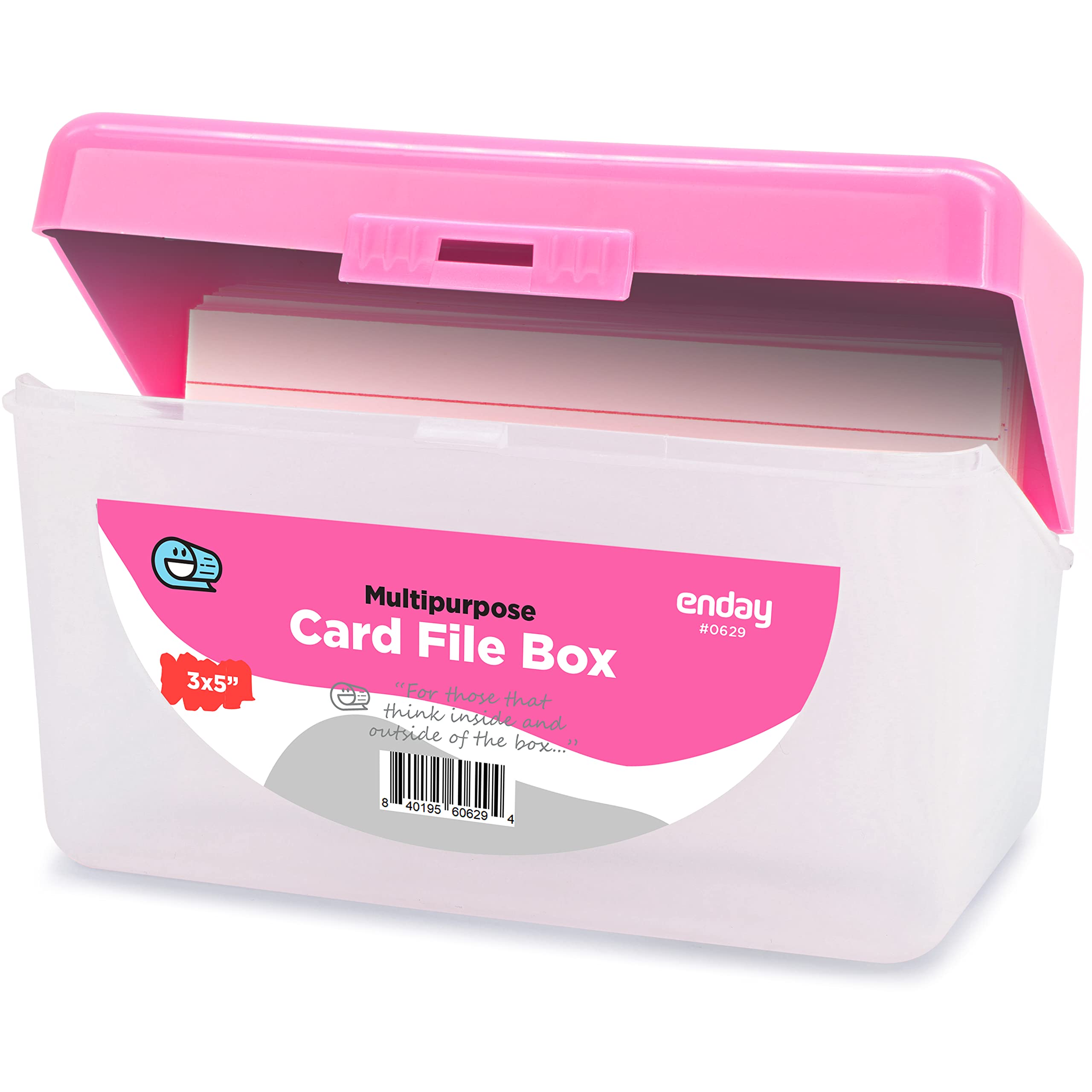 Enday Karteikartenhalter Pink, 3x5 Notiz-Lernkarten-Organizer-Etui, Karteikarten-Datei mit Klappdeckel, Notizkarten-Rezept, Halter, Fasst 250 Karten, Auch erhältlich in Lila, Rot, Grün, Blau, Grau (1 St.)