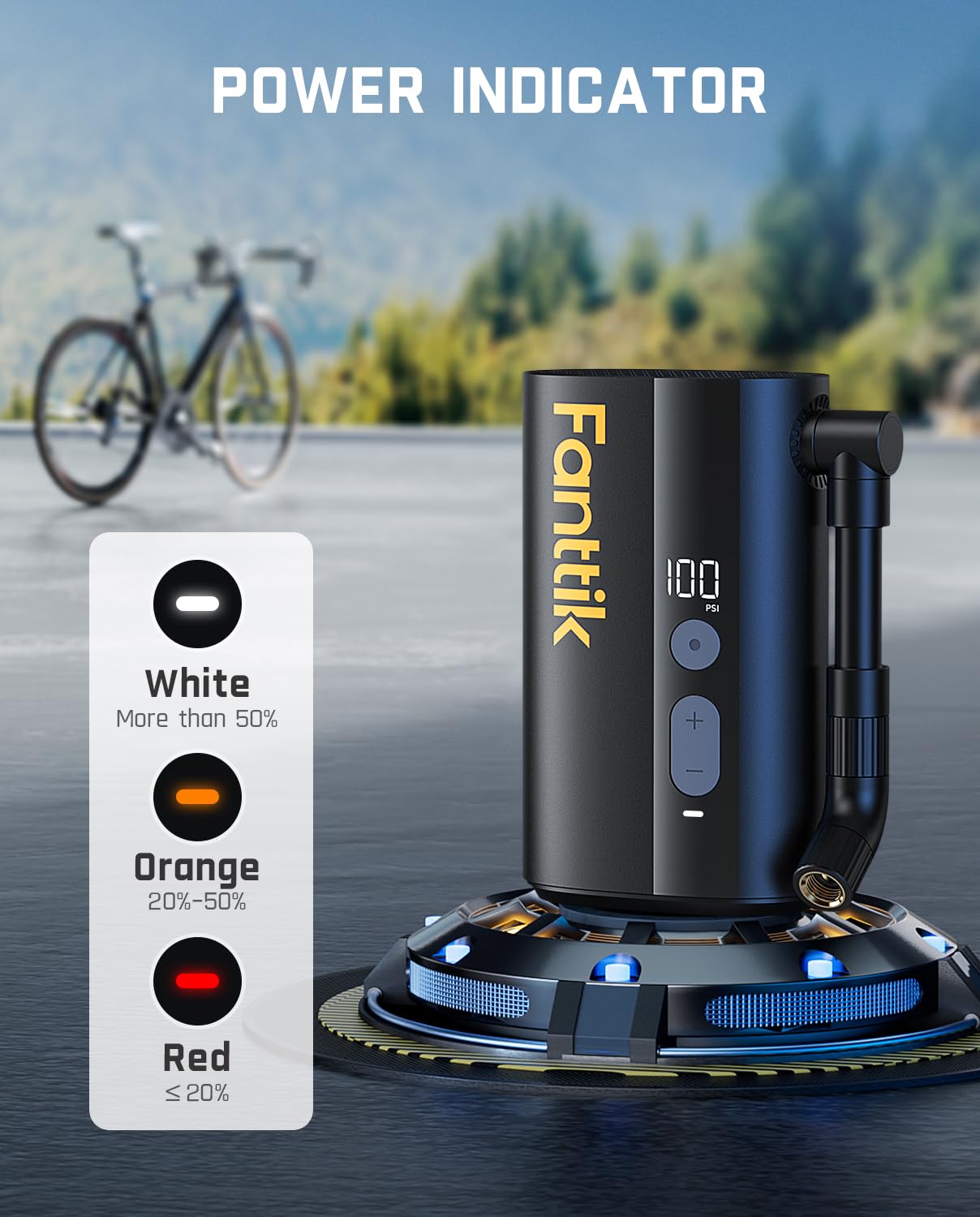 Fanttik X9 Ace Mini Bike Pump, 32s Fast Inflate Bike Pump with Gauge, 150PSI Electric Air Pump with Presta and Schrader Valve, Suitable for Mountain Bike, Road Bike, Electric Bike, MTB