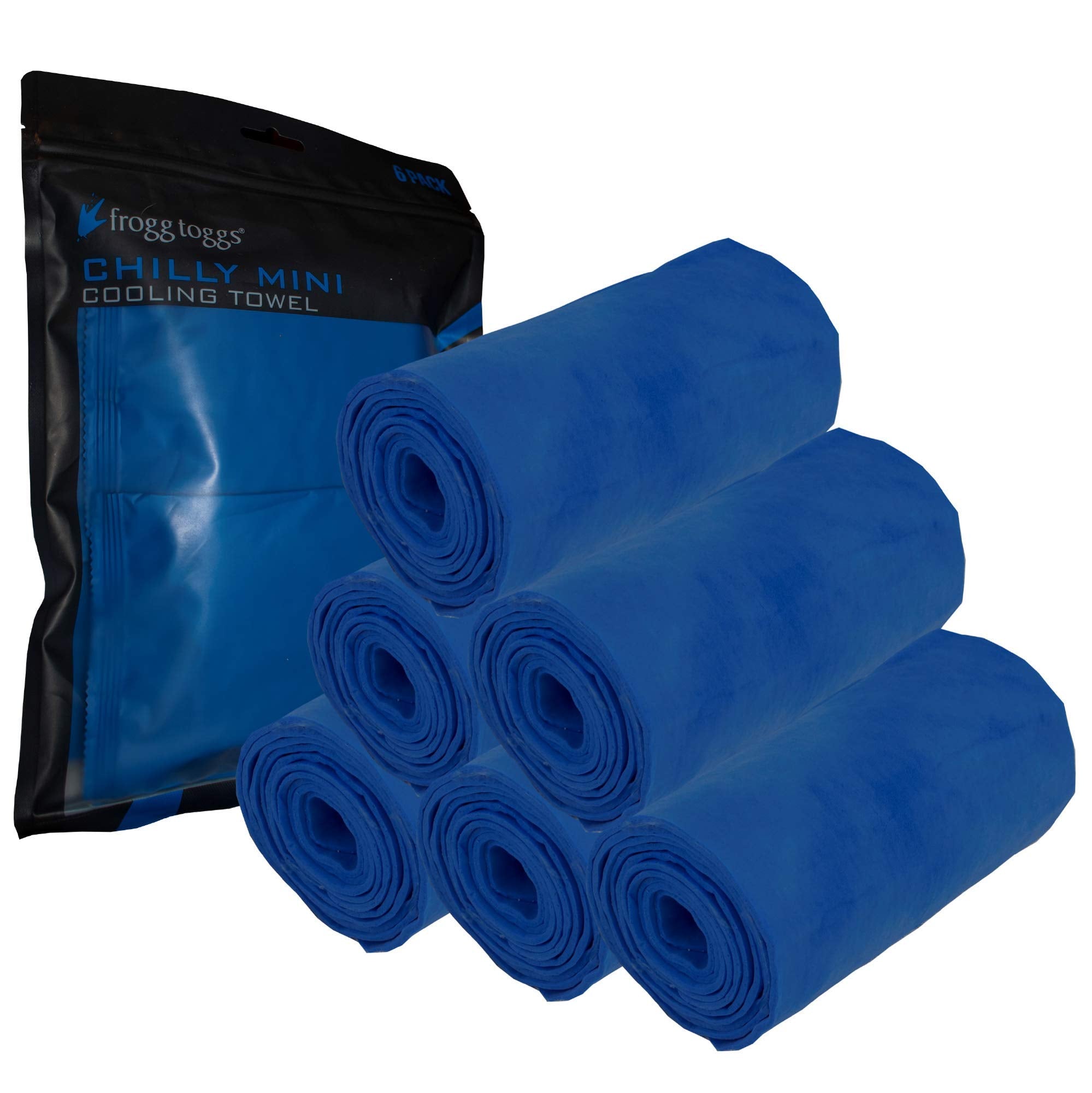 FROGG TOGGS Chilly Mini Kühltuch für den Nacken, Blau – 73,66 x 7,62 cm, 6er-Pack