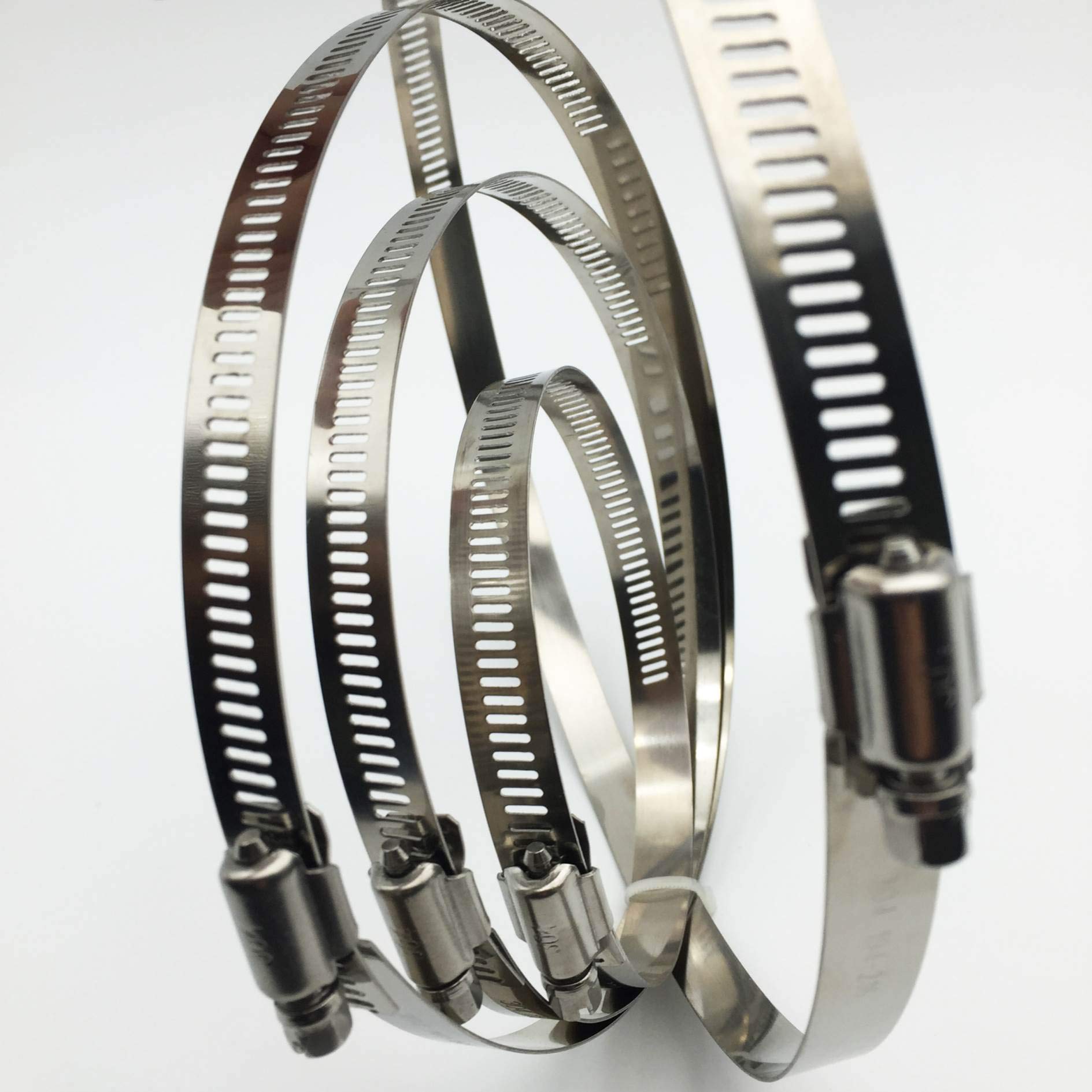 EesTeck 4" (Diameter) Adjustable 304 Stainless Steel Duct Clamps Hose Clamp Pipe Clamp Air Ducting Clamp worm drive hose clamps (4Pcs, 91mm-114mm)