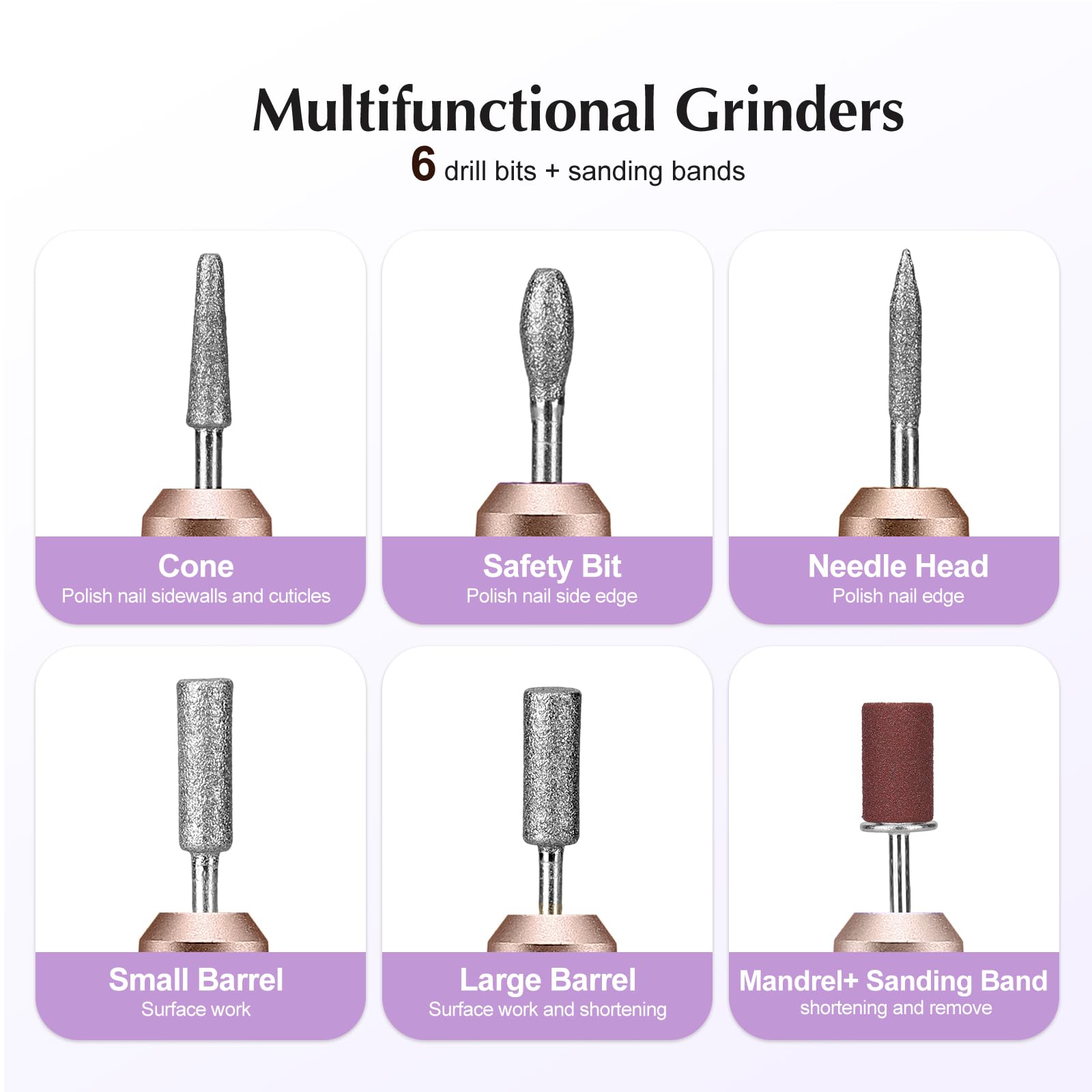 COSLUS Electric Nail Drill File Professional: for Acrylic Gel Dip Powder Nails Portable Nail Machine Kit Manicure Pedicure Tools Polishing Set with Nail Drill Bits Sanding Bands