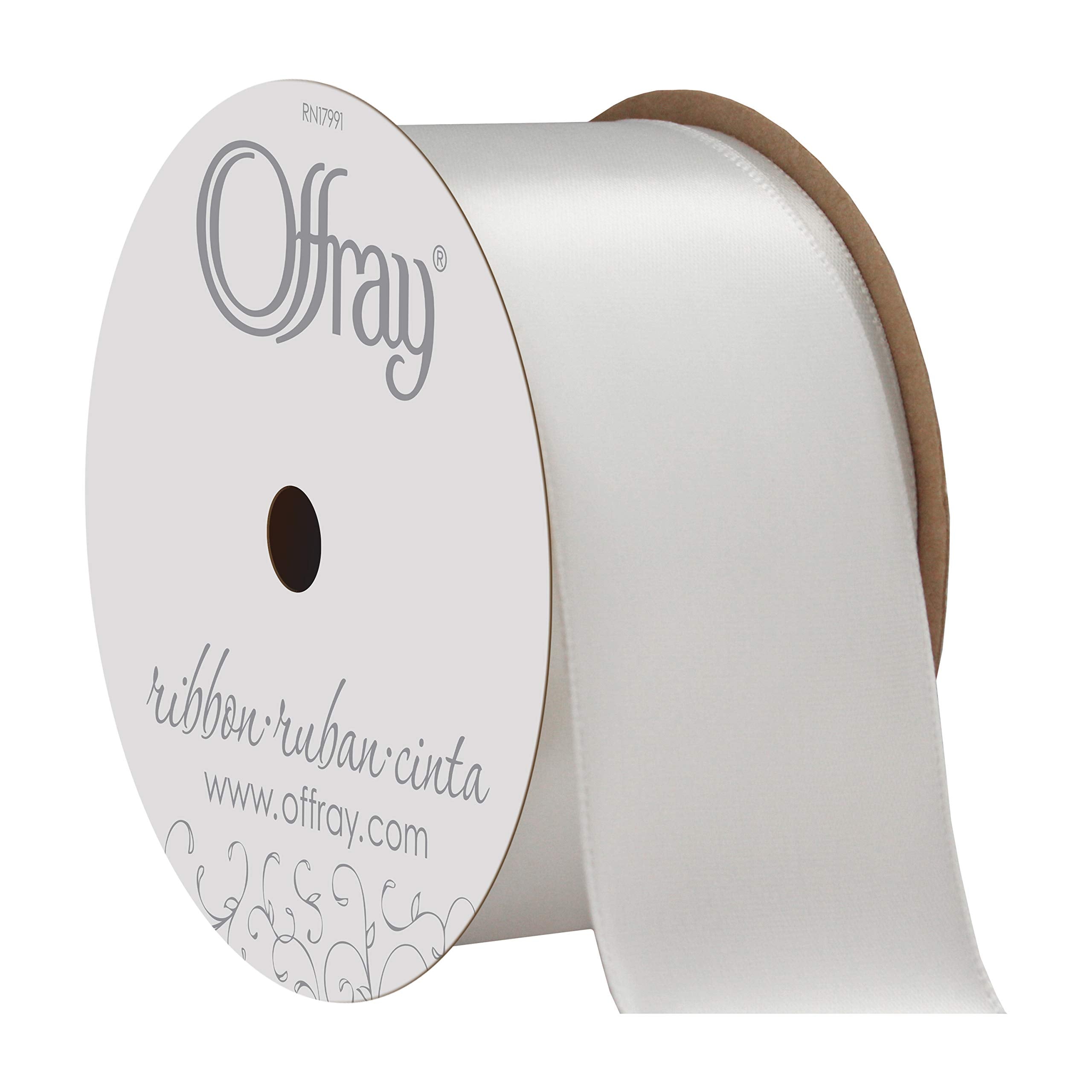 C.R. Gibson Berwick Offray 061183 3,81 cm breites, einseitiges Satinband, Weiß, 3,66 m