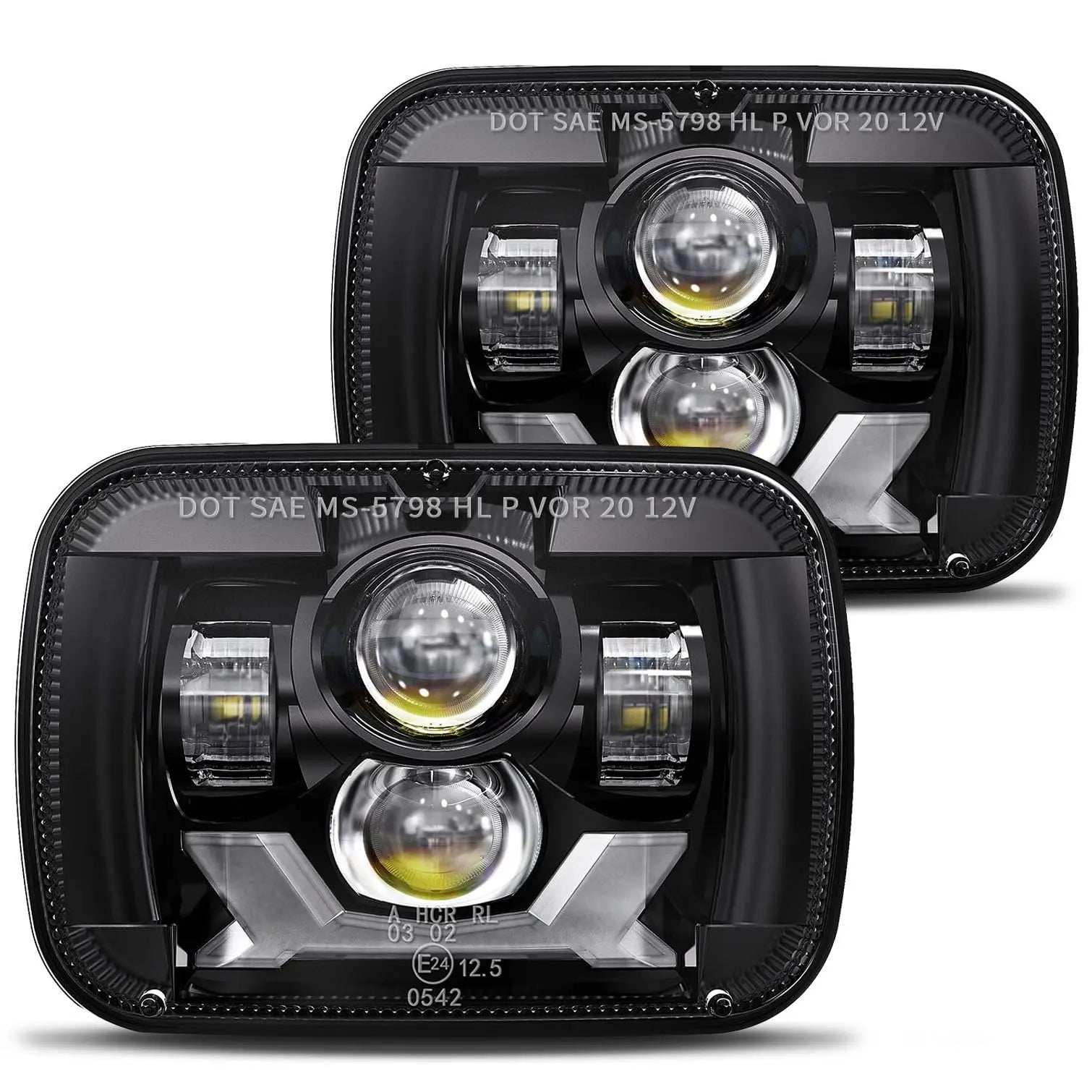 HWSTAR Pair 180W 1000% Bright H6054 5x7 7x6 Led Headlights Compatible with Jeep Cherokee XJ Wrangler YJ DOT Anti-glare DRL Turn Signal Hi/Low Sealed Beam Ford Chevy GMC Toyota Nissan Dodge etc Black