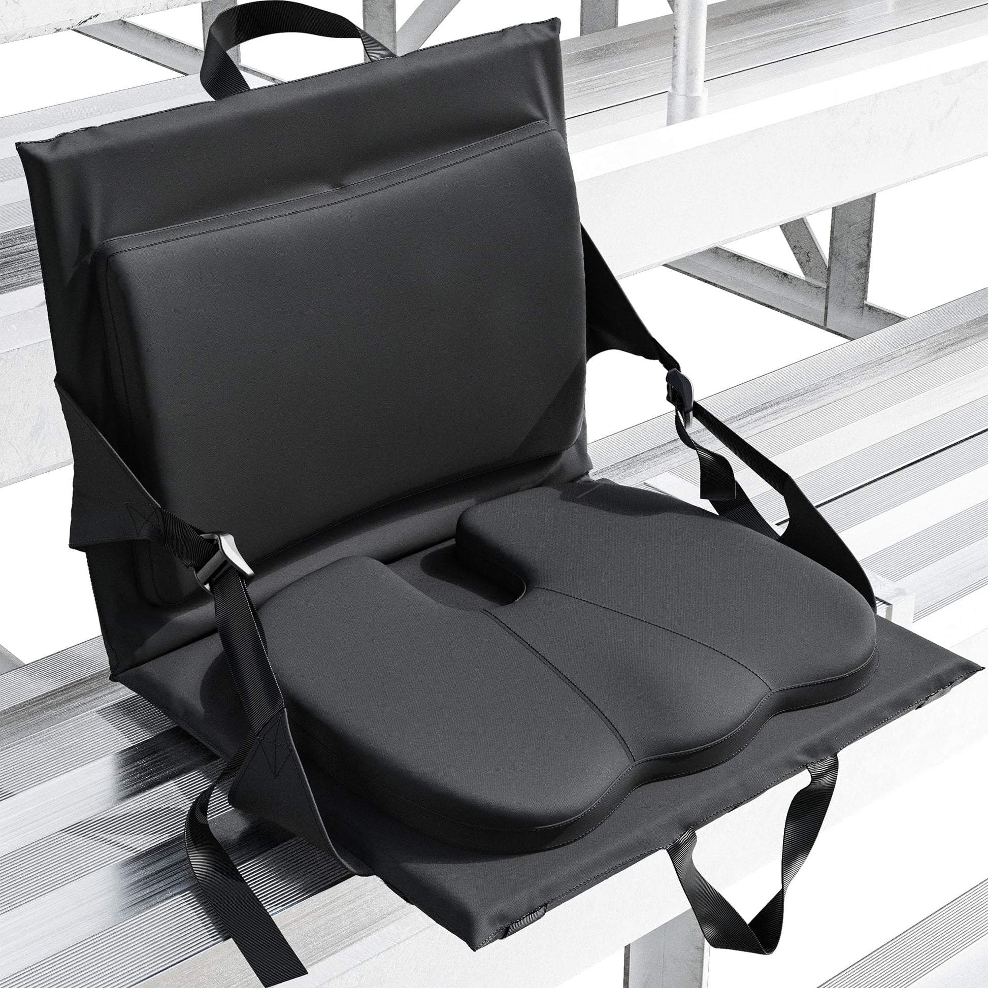 Everlasting Comfort Stadium Seats with Back Support - Adjustable Memory Foam Bleacher Chairs with Back and Cushion, Portable, Easy Folding Stadium Seat Cushion with Storage Pocket