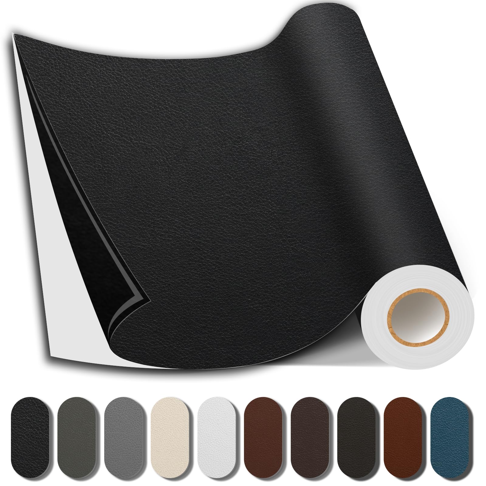 Shagoom Leather Repair Patch, 17X79 Inch Repair Patch Self Adhesive Waterproof, DIY Large Vinyl Patches for Couches, Furniture, Kitchen Cabinets, Wall (Black, 17X79 Inch)