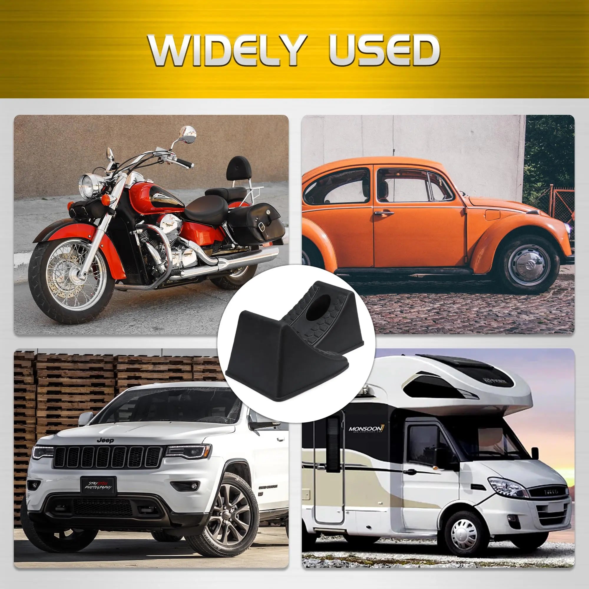TONDA Wheel Chocks, Heavy Duty Wheel Wedge for Car, Travel Trailer, RV - 8"×4.7"×4.7" - 4 Pack, Black