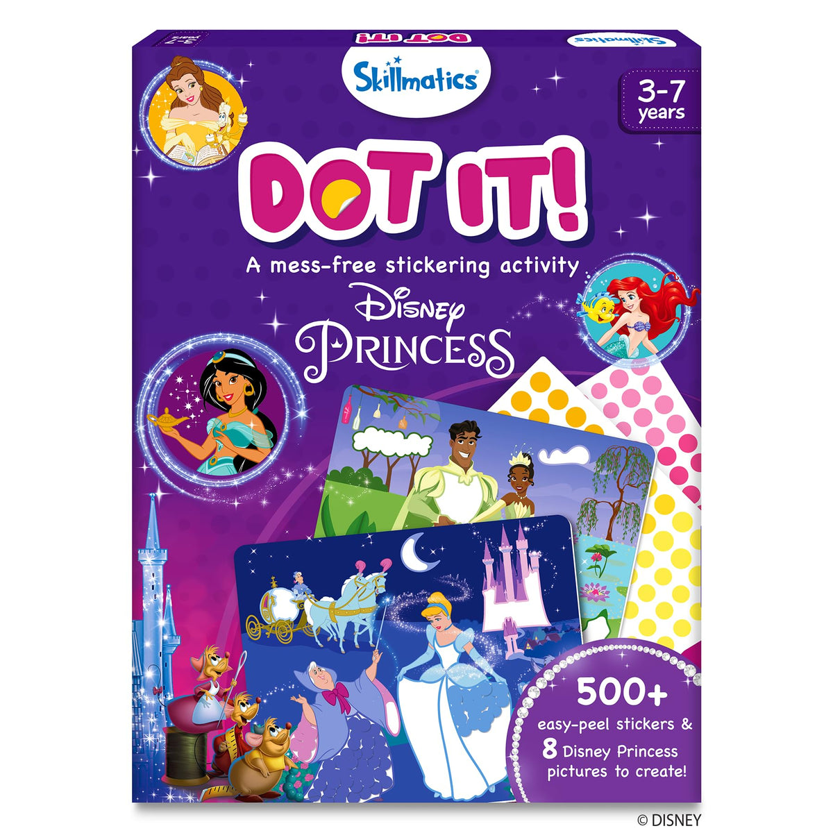 Skillmatics Dot It Sticker Art - Disney Prinzessin, Schmutzfreier Spaß für Kinder, über 500 Aufkleber, Bastelsets, DIY-Scrapbooking-Aktivität, Reisespielzeug, Geschenke für Mädchen und Jungen ab 3, 4, 5, 6, 7 Jahren