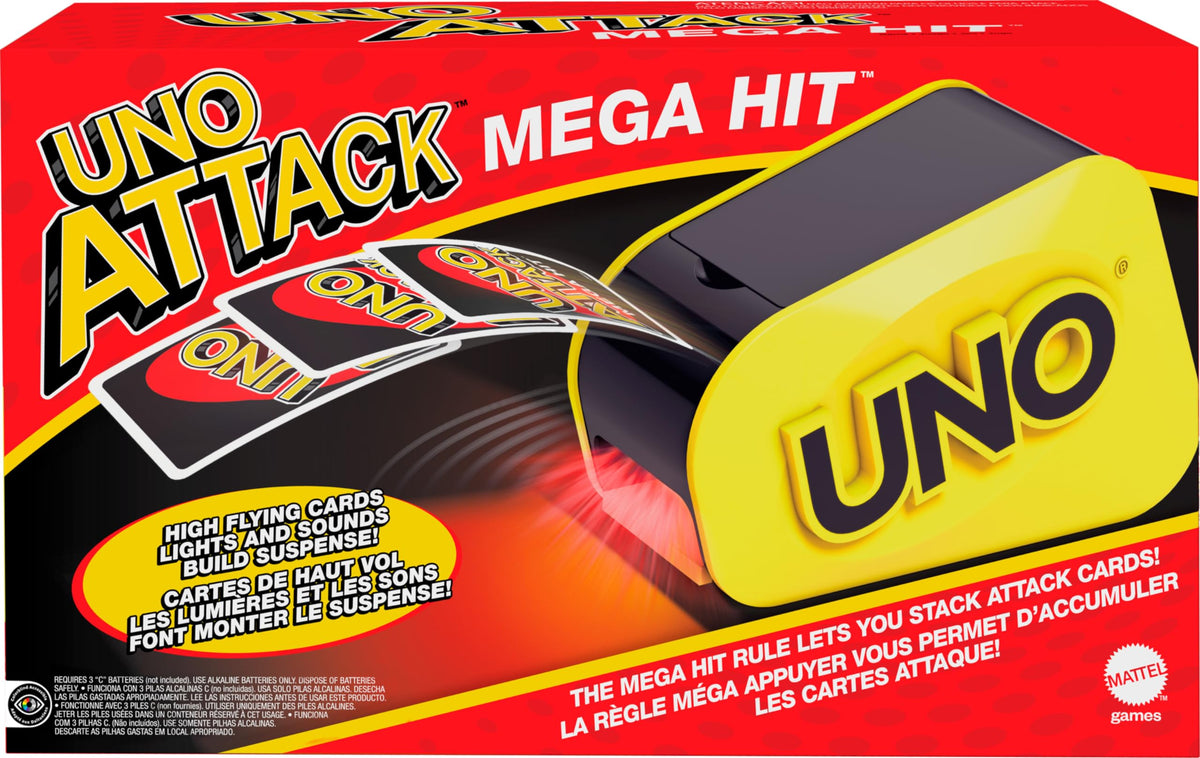 Mattel Games UNO Extreme Spiel mit Kartenwerfer mit Lichtern und Geräuschen sowie Mega Hit Regel (exklusiv bei Amazon)
